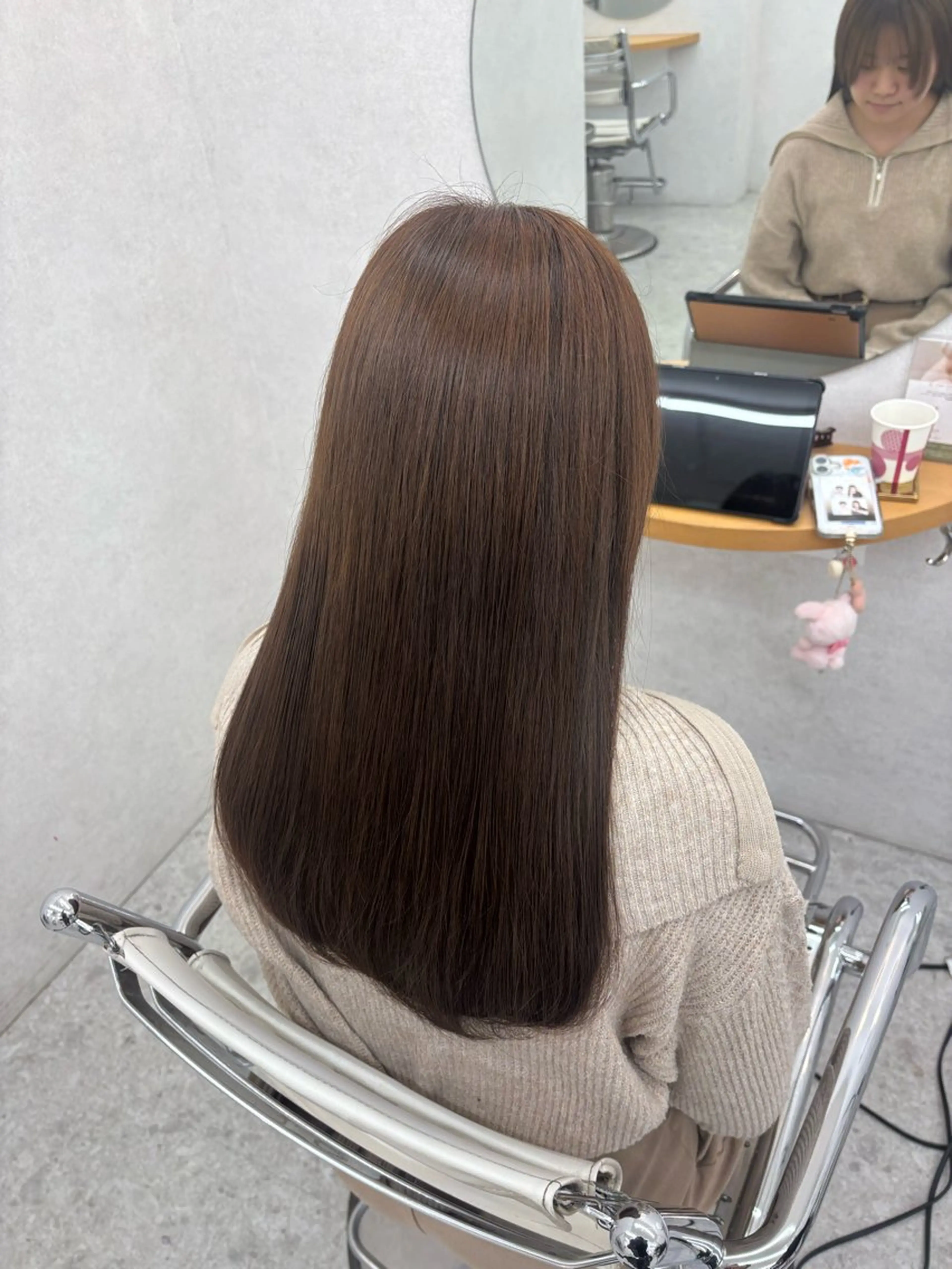ロング ヘアカラー リン🔔ボブ cut ベージュカラー🤎のヘアスタイル