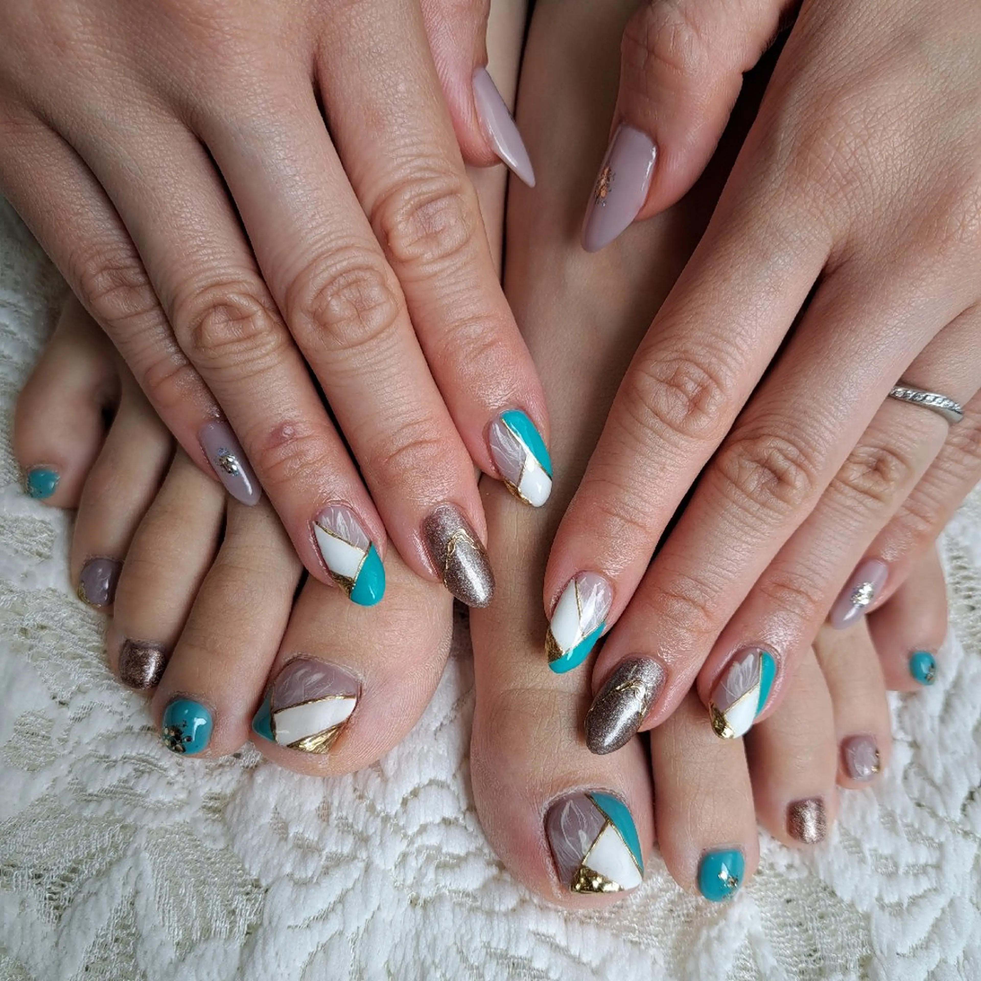 ネイル フットネイル おそろいネイル 持ち込み HAYASHI  Nのネイルデザイン