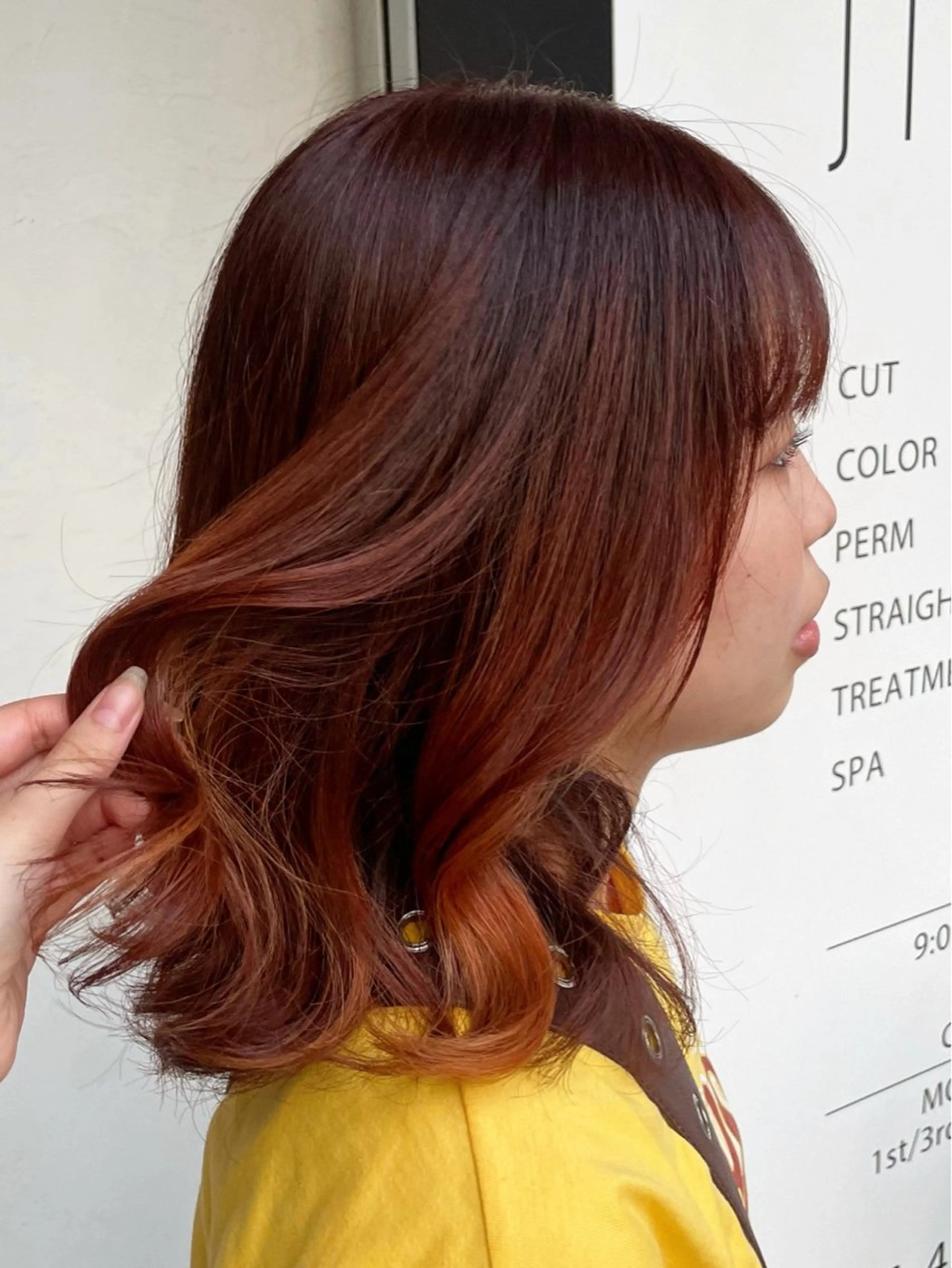 カラー オレンジ 杉田 理胡のヘアスタイル