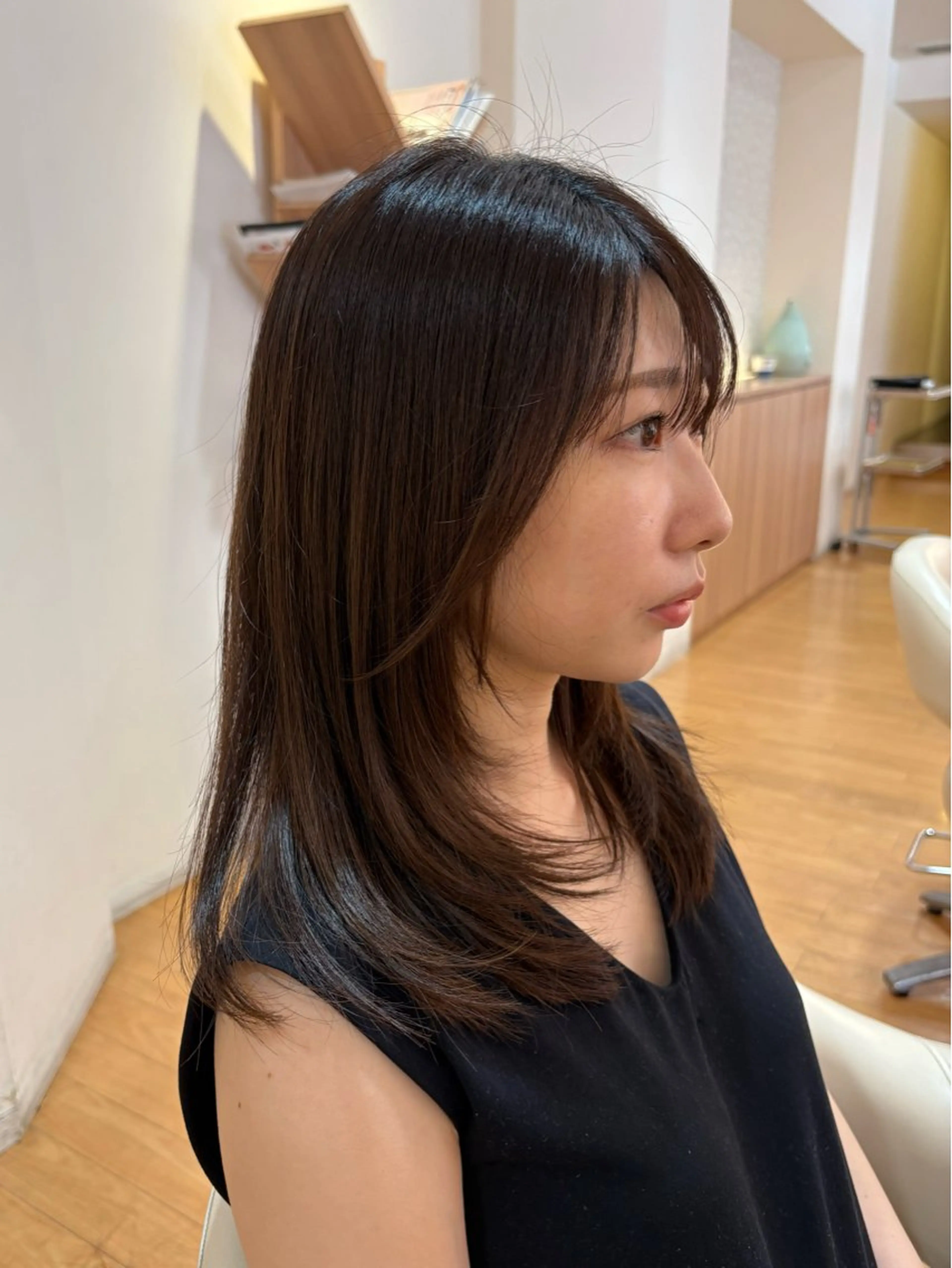 セミロング 顔まわりレイヤー レイヤーカット レイヤー/メンズ 奥野恭平のヘアスタイル