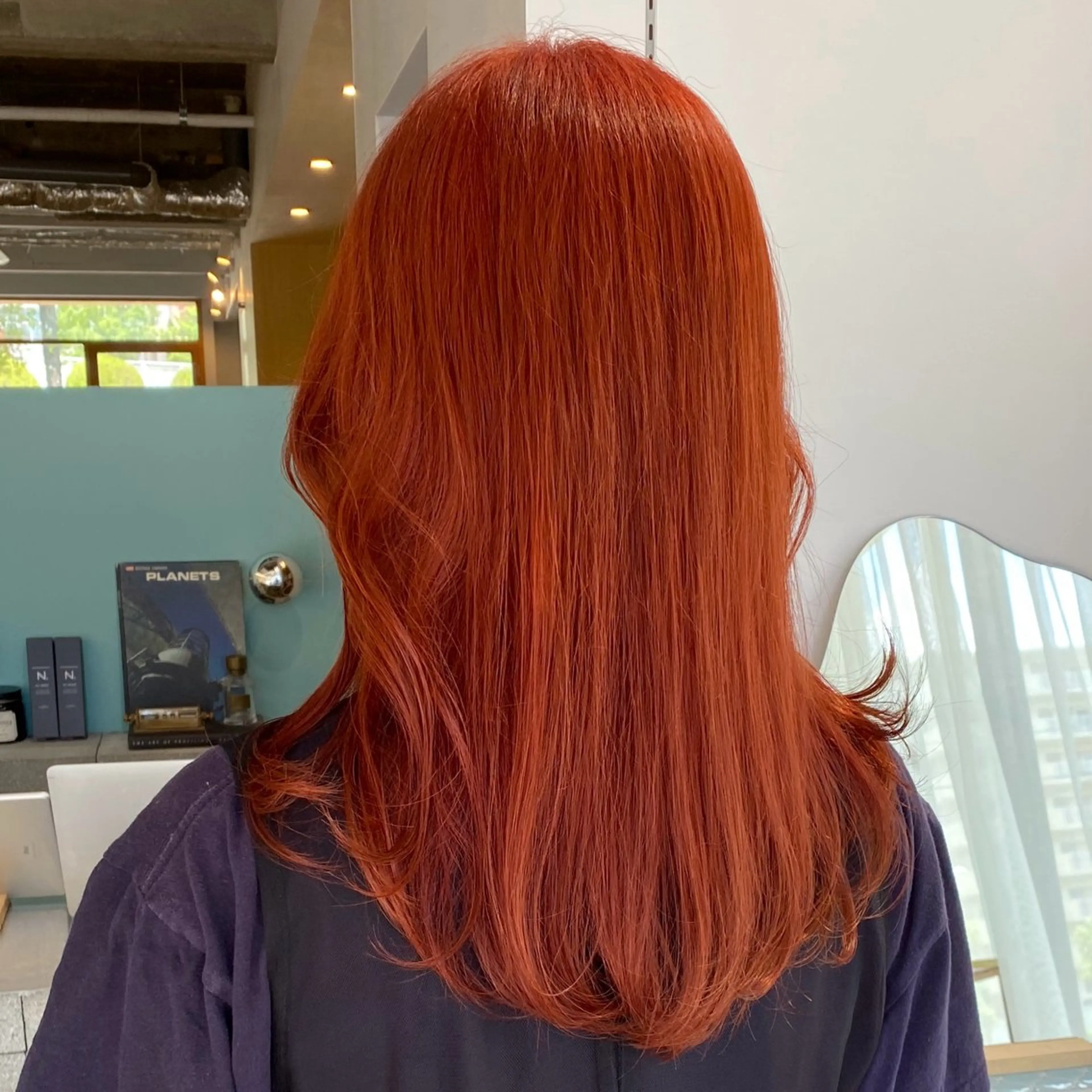 ロング カラー ダブルカラー オレンジ カット ヘアカラー cipre シンモン チナリのヘアスタイル