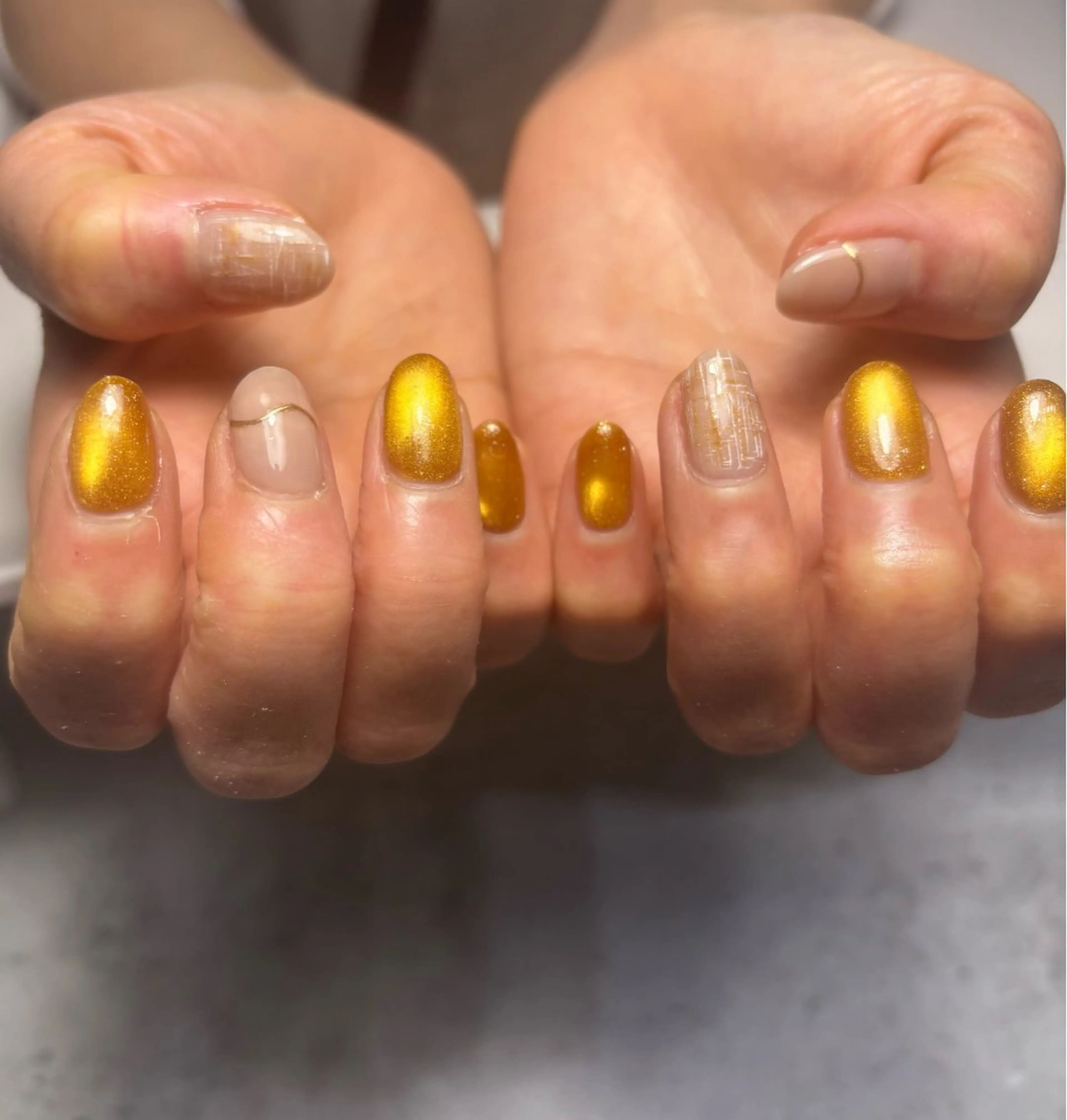 ネイル ミラーネイル ツイードネイル ハンドネイル 大東市ネイルサロン 【KYURA】ｷｭﾗのネイルデザイン