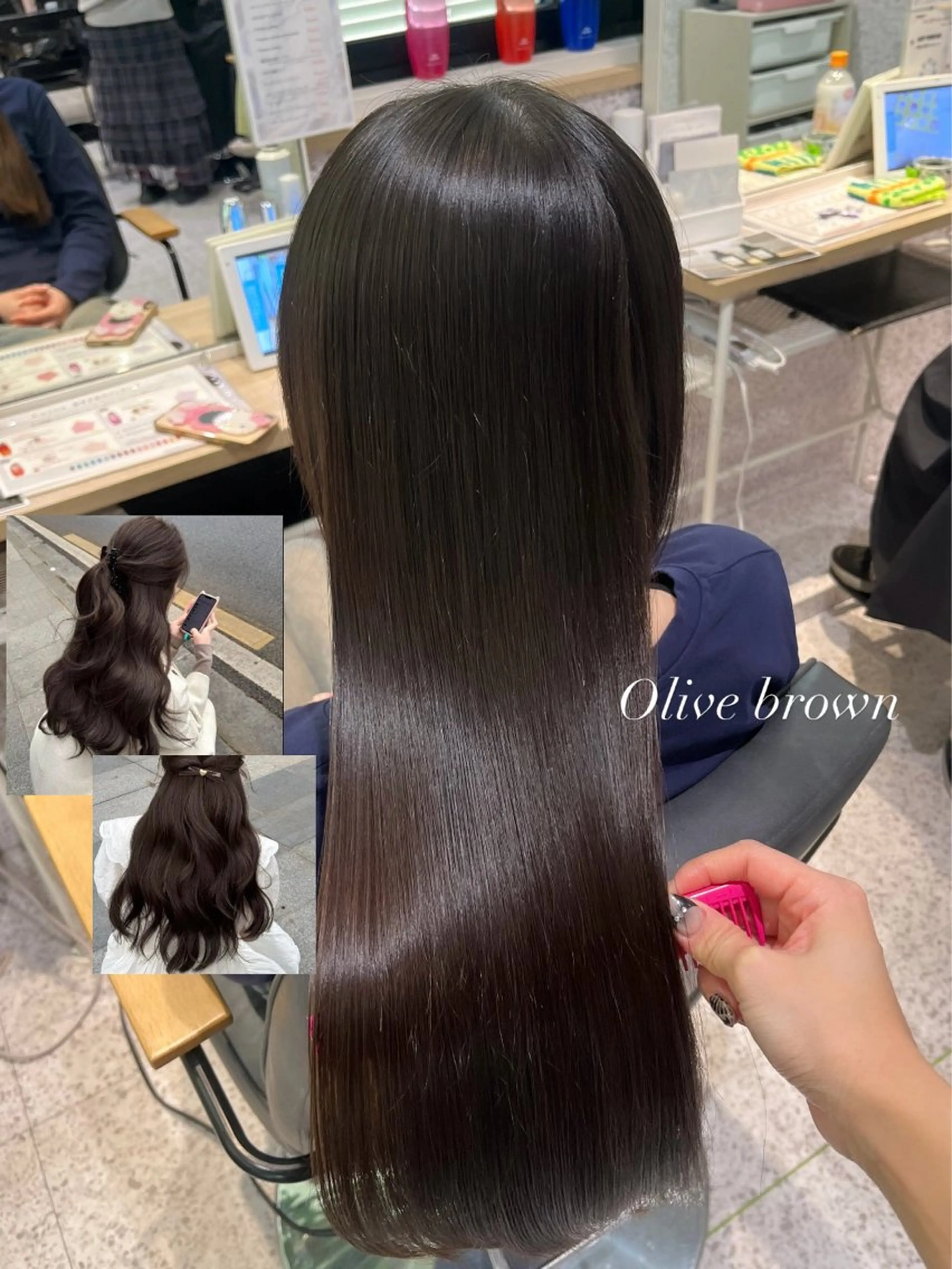 ロング カラー アッシュ アッシュブラウン ブリーチ ブラウンカラー 透明感カラー ヘアカラー トリートメント 髪質改善&艶カラー/ ほんだあみ (♡)のヘアスタイル