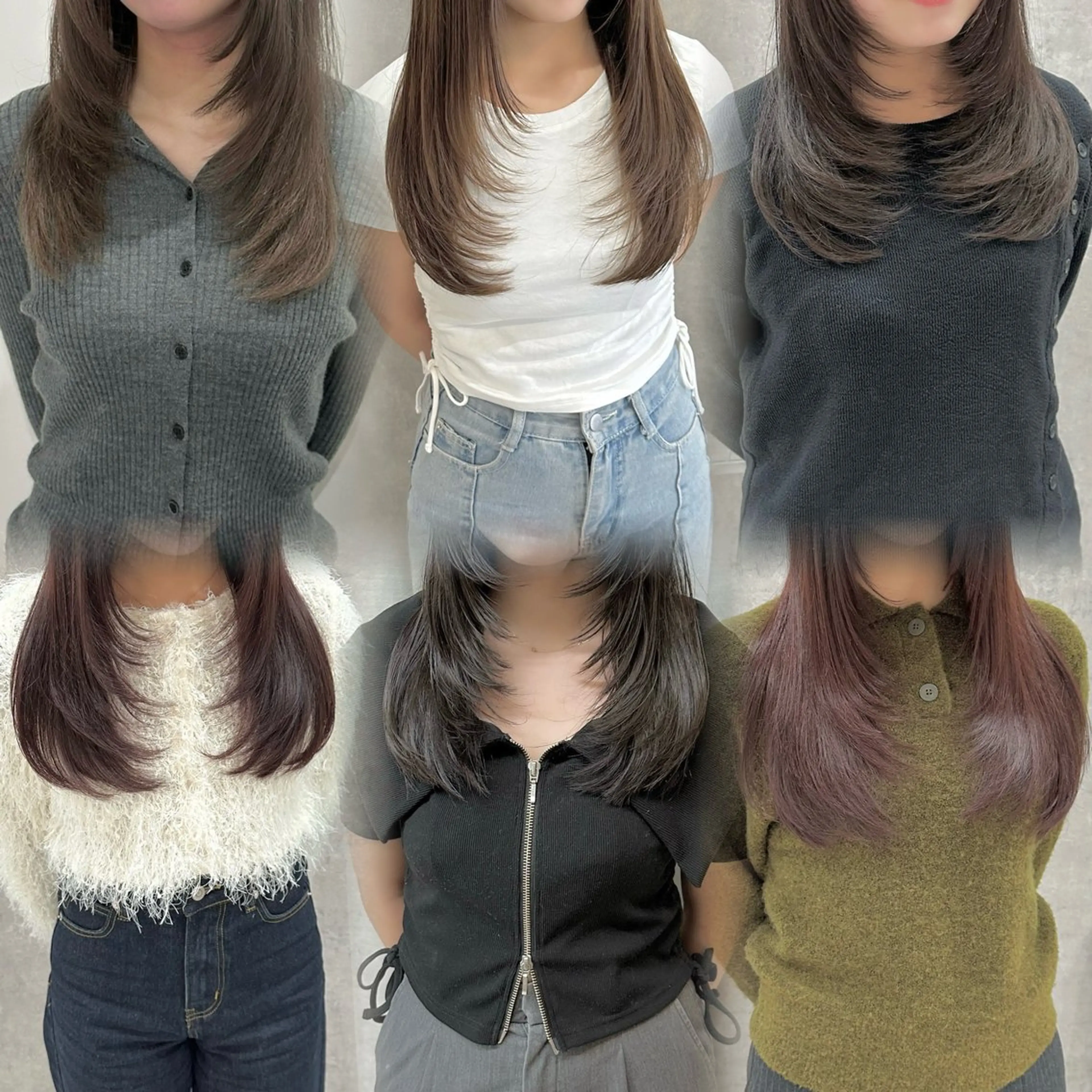 セミロング カラー ダブルカラー はちすか るかのヘアスタイル