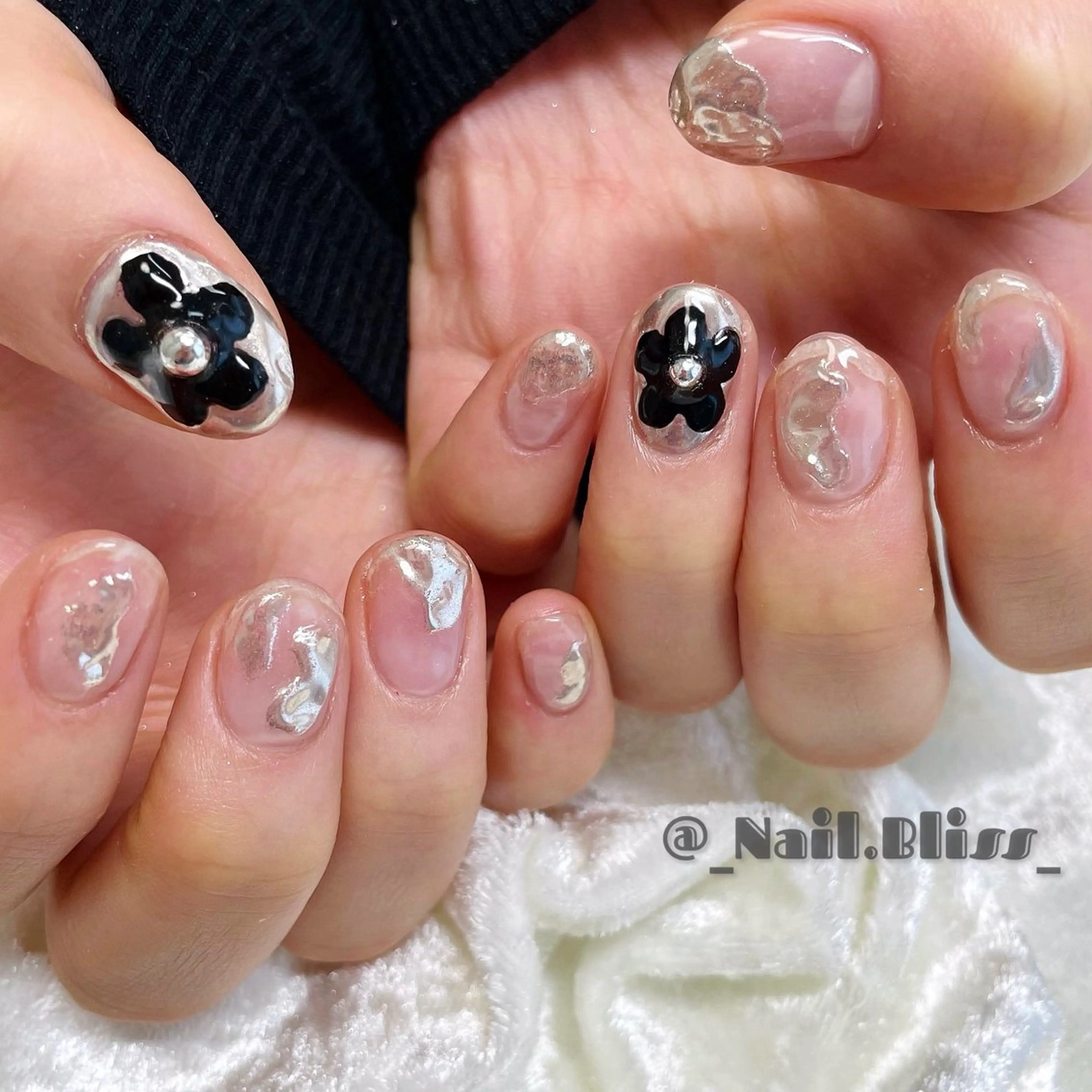 ネイル クリアネイル ミラーネイル ハンドネイル NAIL BLISSのネイルデザイン