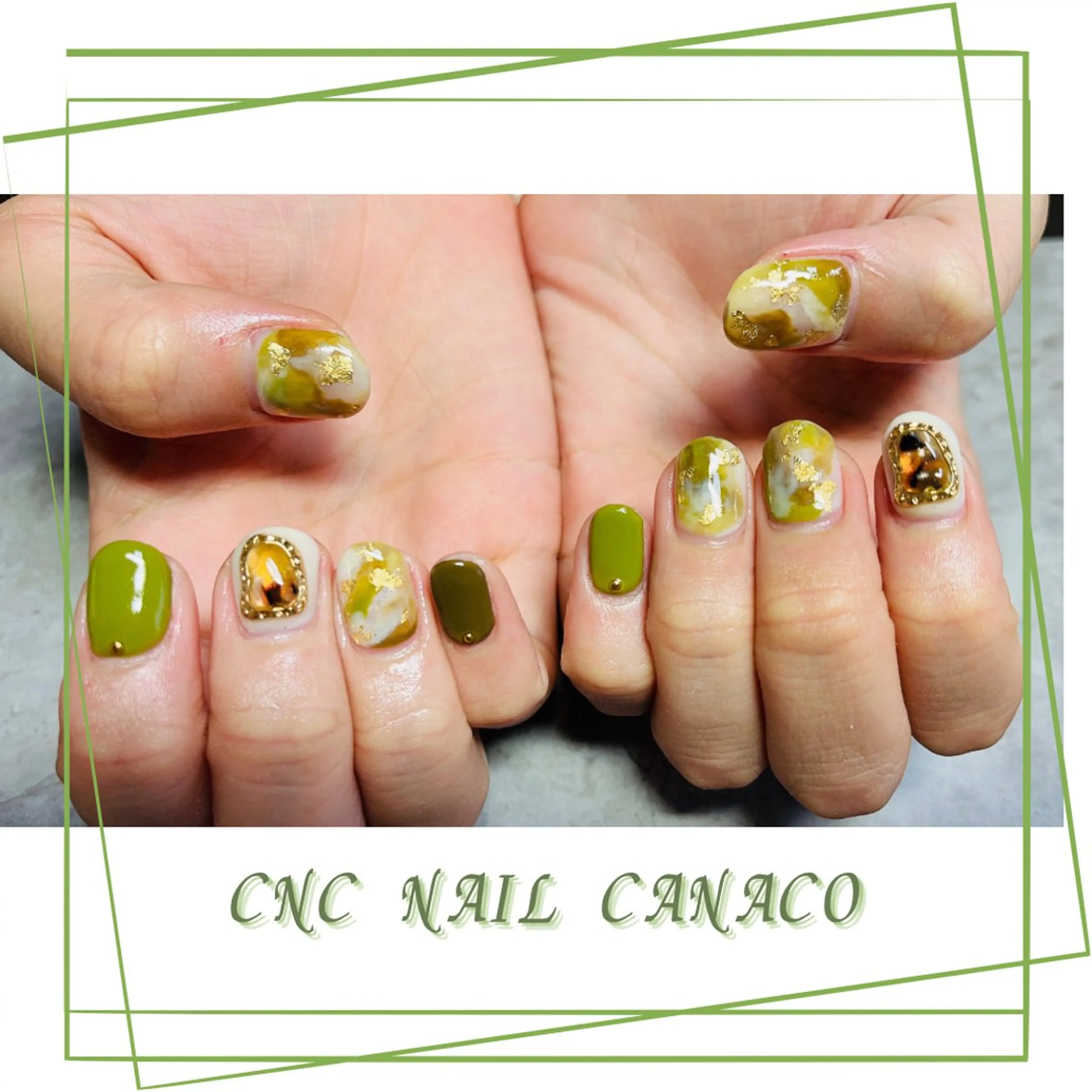 ネイル アートネイル グリーン 大理石ネイル(マーブル) メンズネイル 持ち込み ハンドネイル ハンドケア Felice所属・ベテランネイル cnc  nailのネイルデザイン