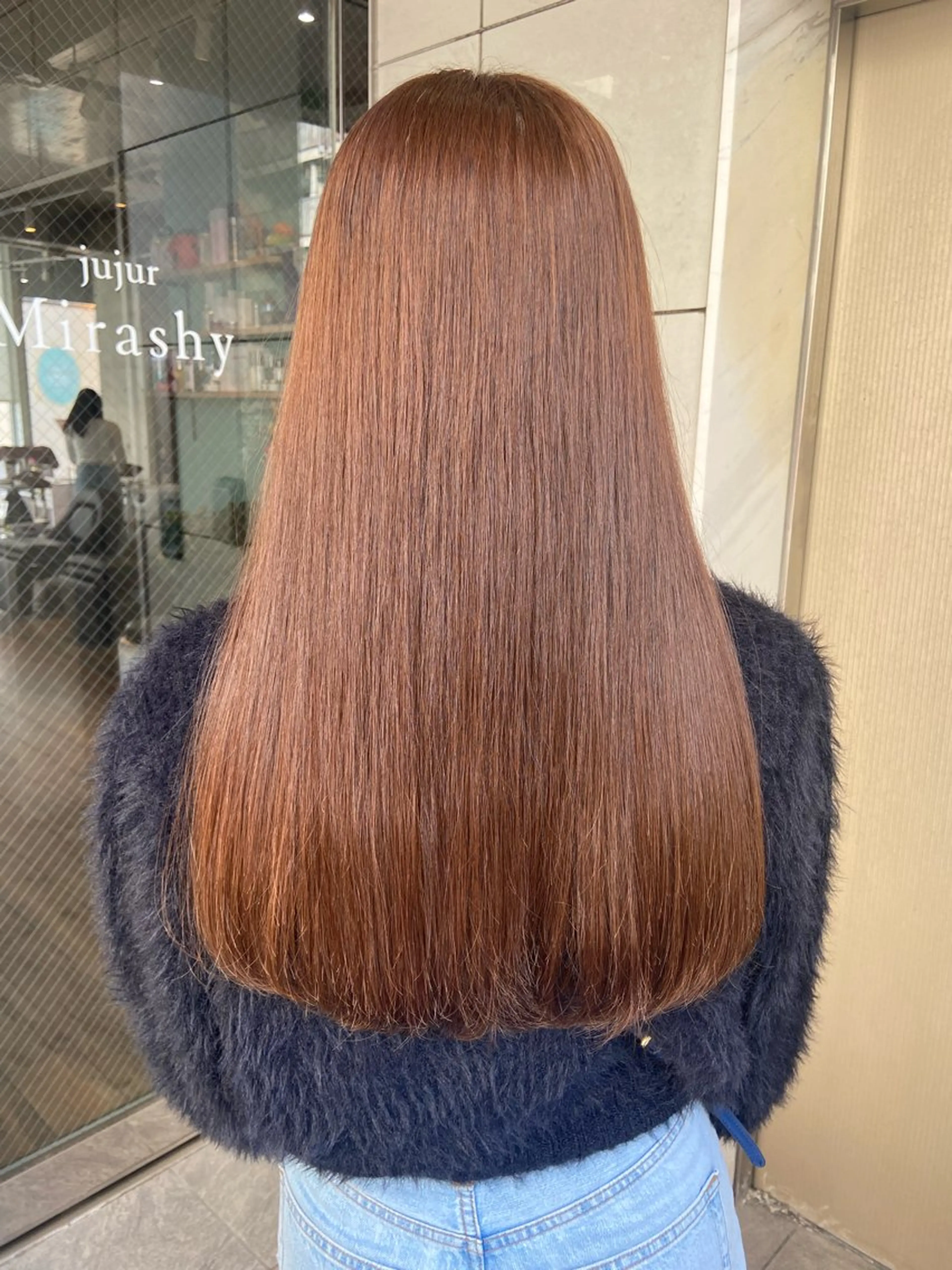 ロング カラー ブラウンカラー オレンジ オレンジブラウン ヘアカラー トリートメント 🧸プルエクステ❤︎ ネイルKAO🧸のヘアスタイル