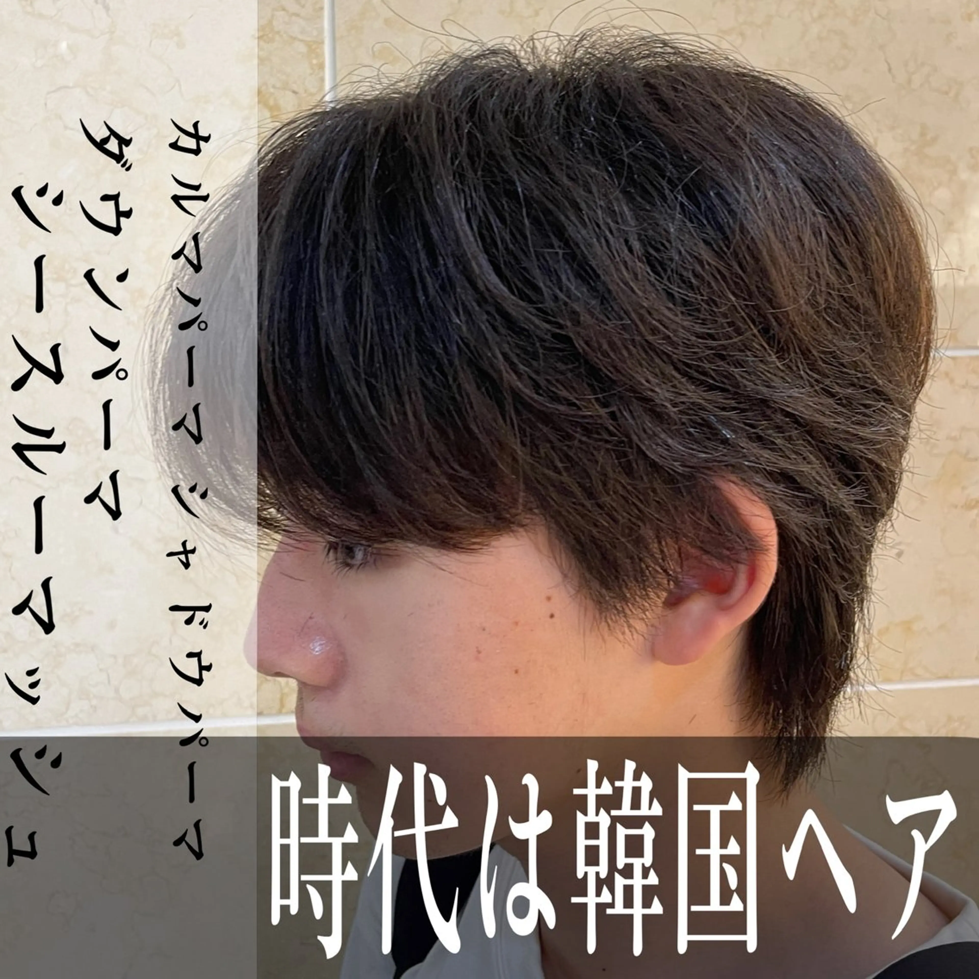 ショート メンズ メンズ韓国風 韓国風ヘア CARE SHINSAIBASHI所属・縮毛・酸性ストレート モデル募集のヘアスタイル