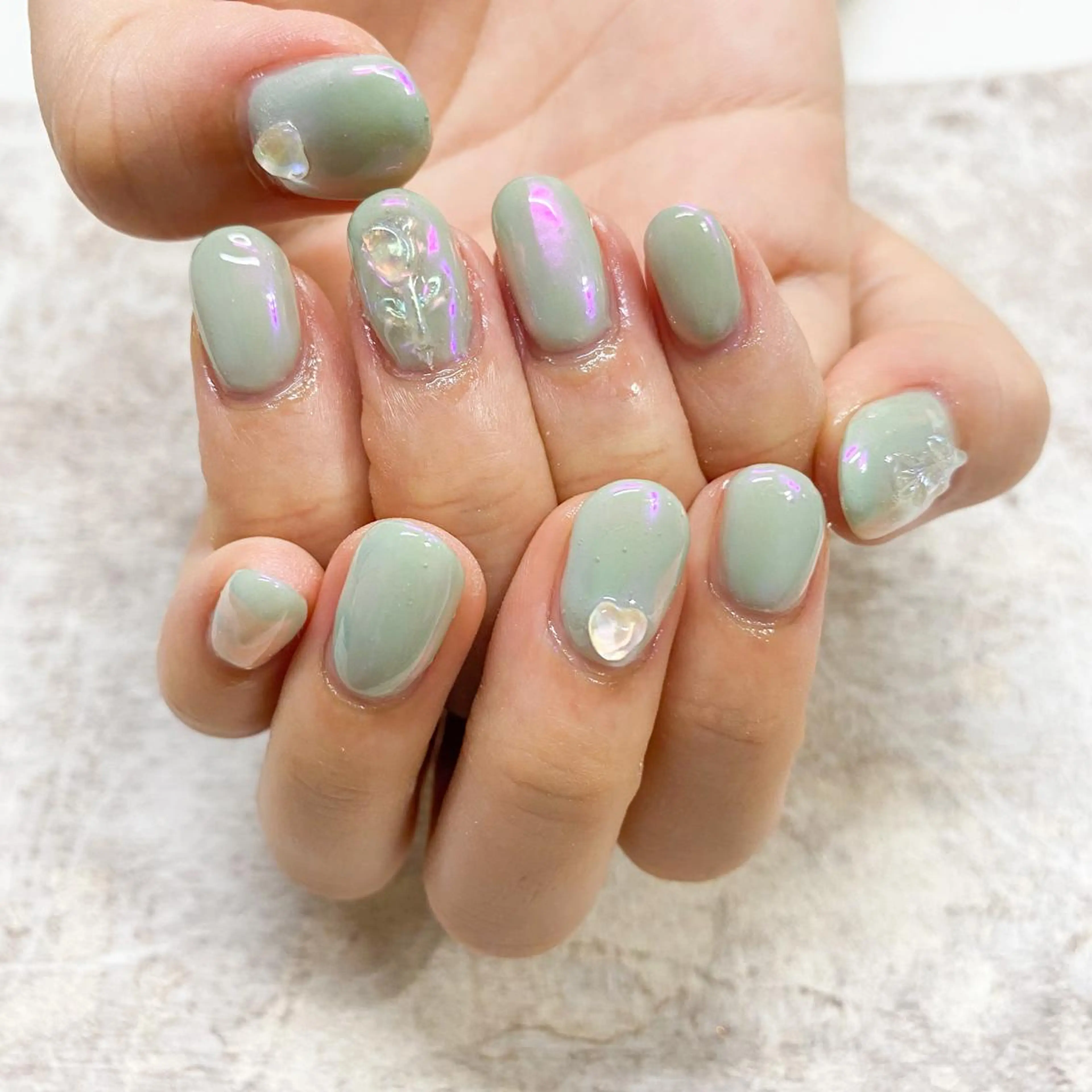 ネイル ハンドネイル ゴテゴテ💙ワンホン リオナのネイルデザイン