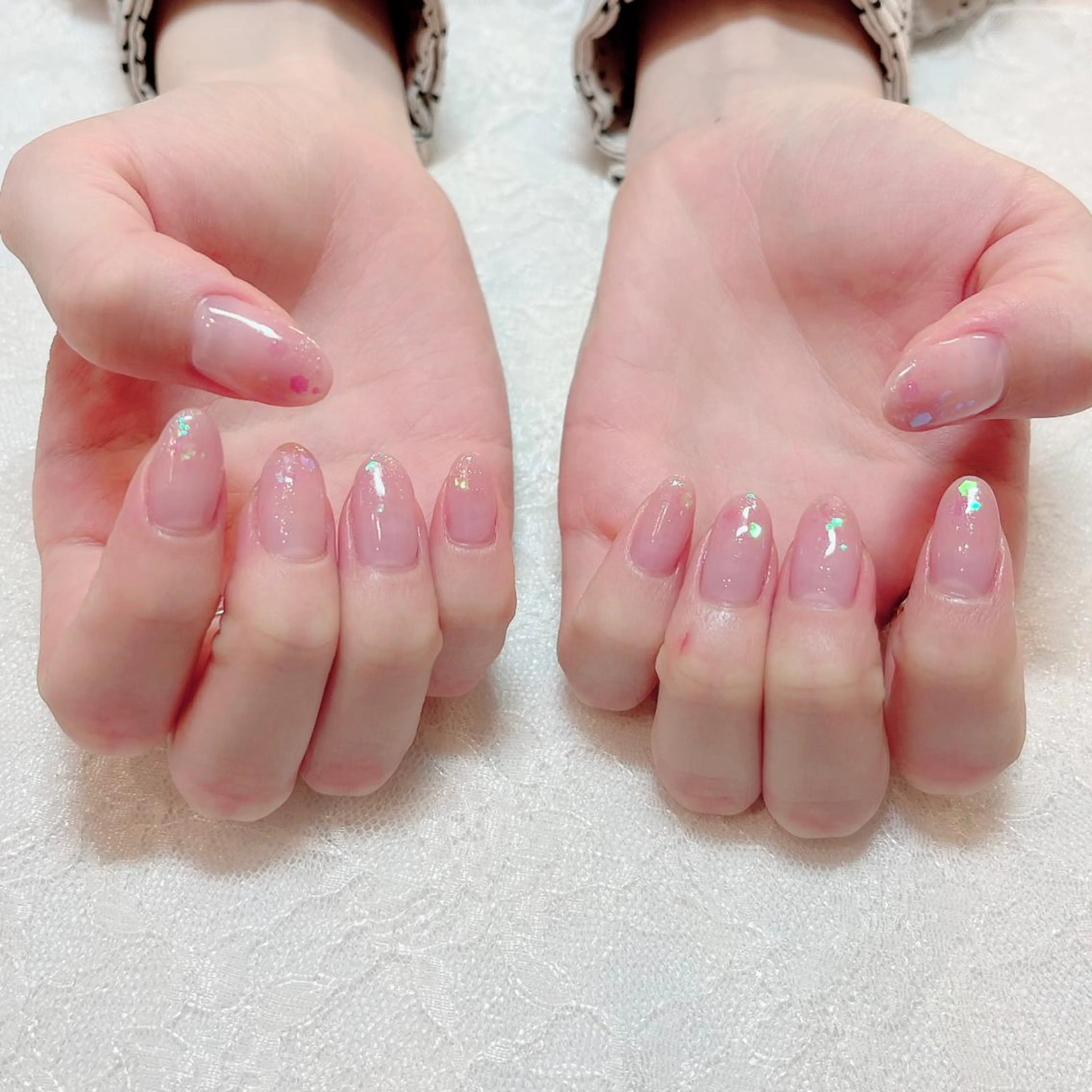 ネイル クリアネイル グラデーション ピンク ピンクベージュ ハンドネイル aoinail所属・aoi nailのネイルデザイン