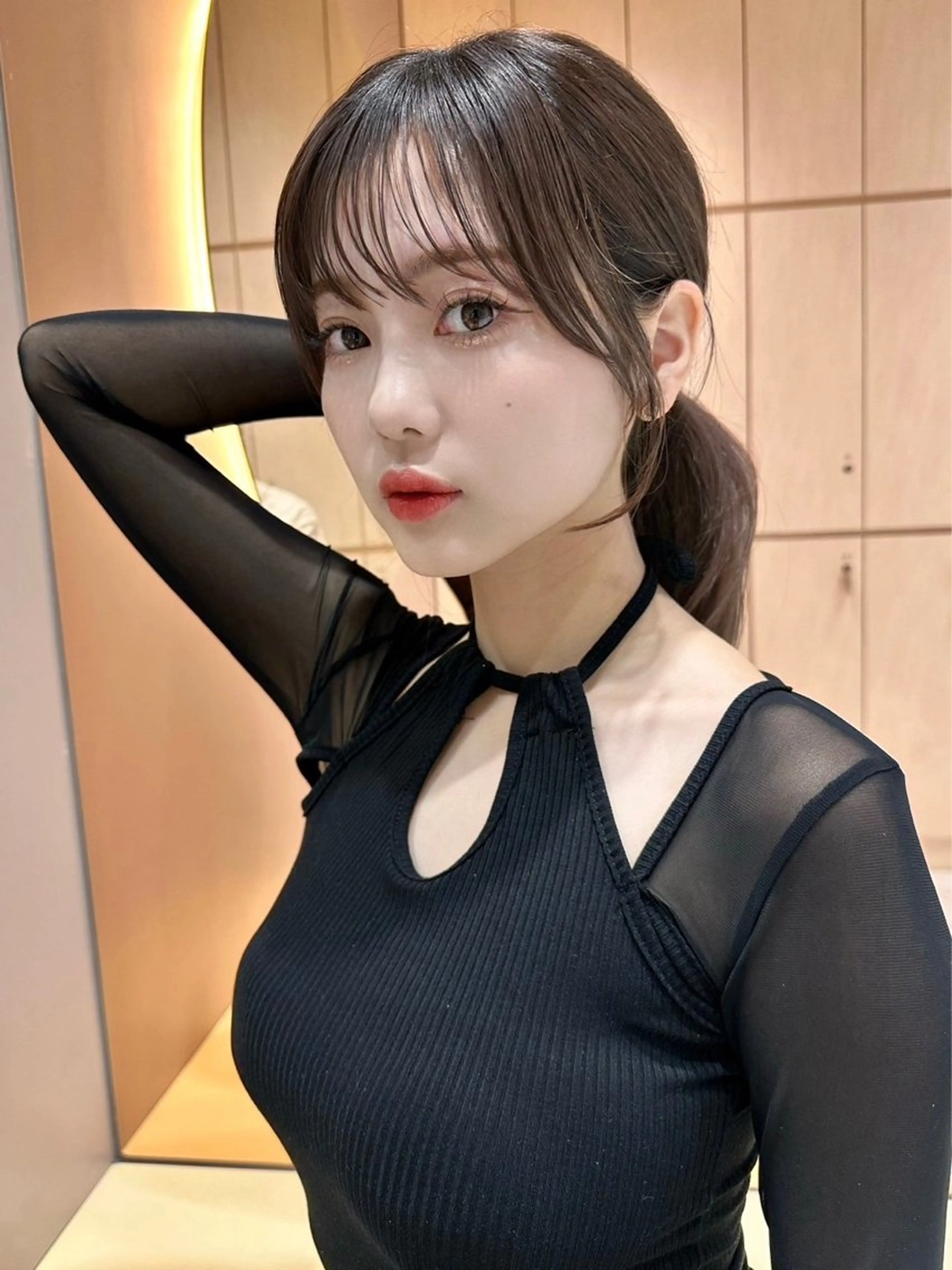 セミロング カラー ヘアアレンジ アッシュ 黒髪 ブリーチ ブルーカラー ブルーブラック 🔶似合わせセンター パート/ヤス🔶のヘアスタイル