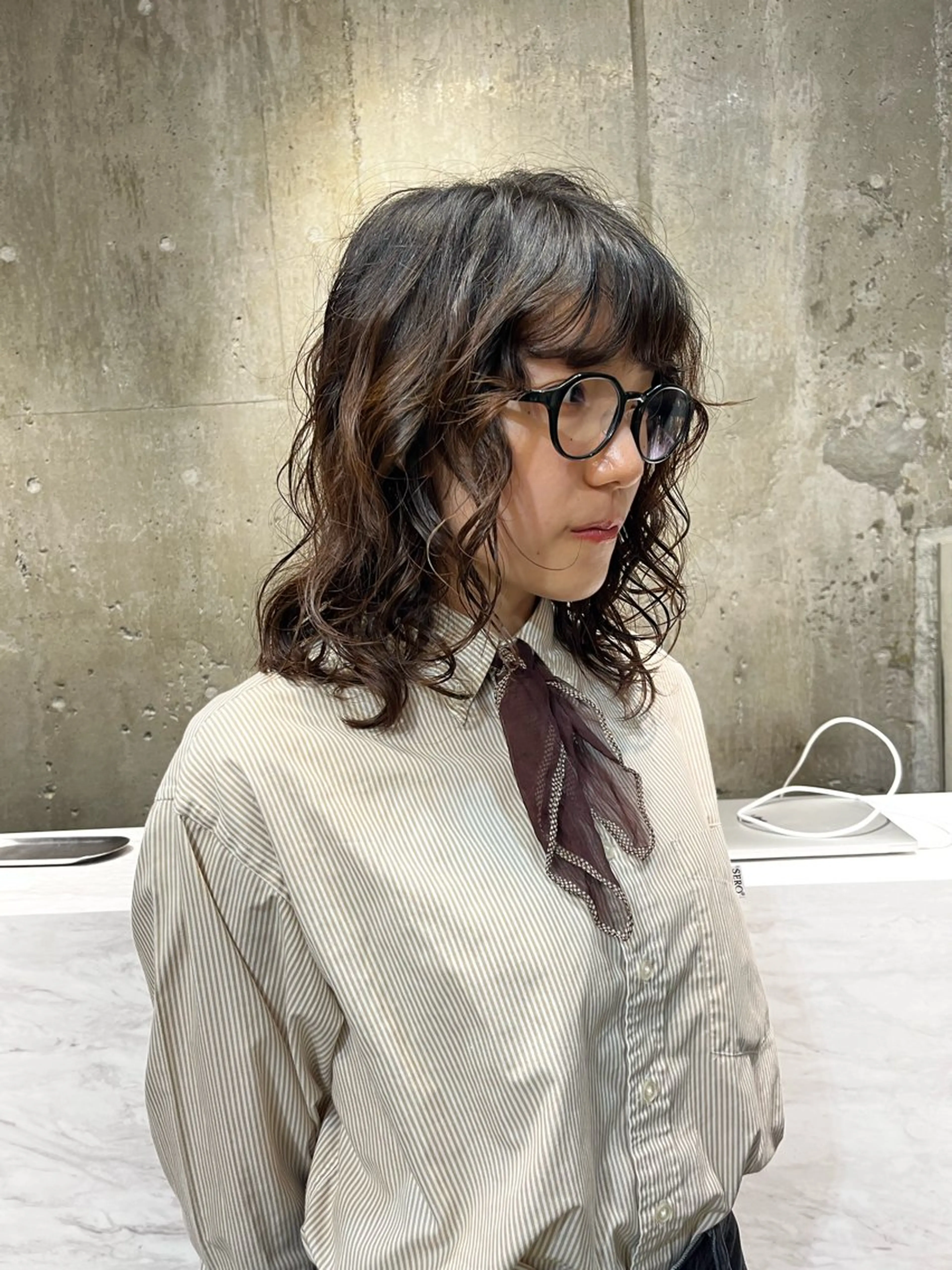 ミディアム パーマ ミディアムパーマ フクシマ ココのヘアスタイル