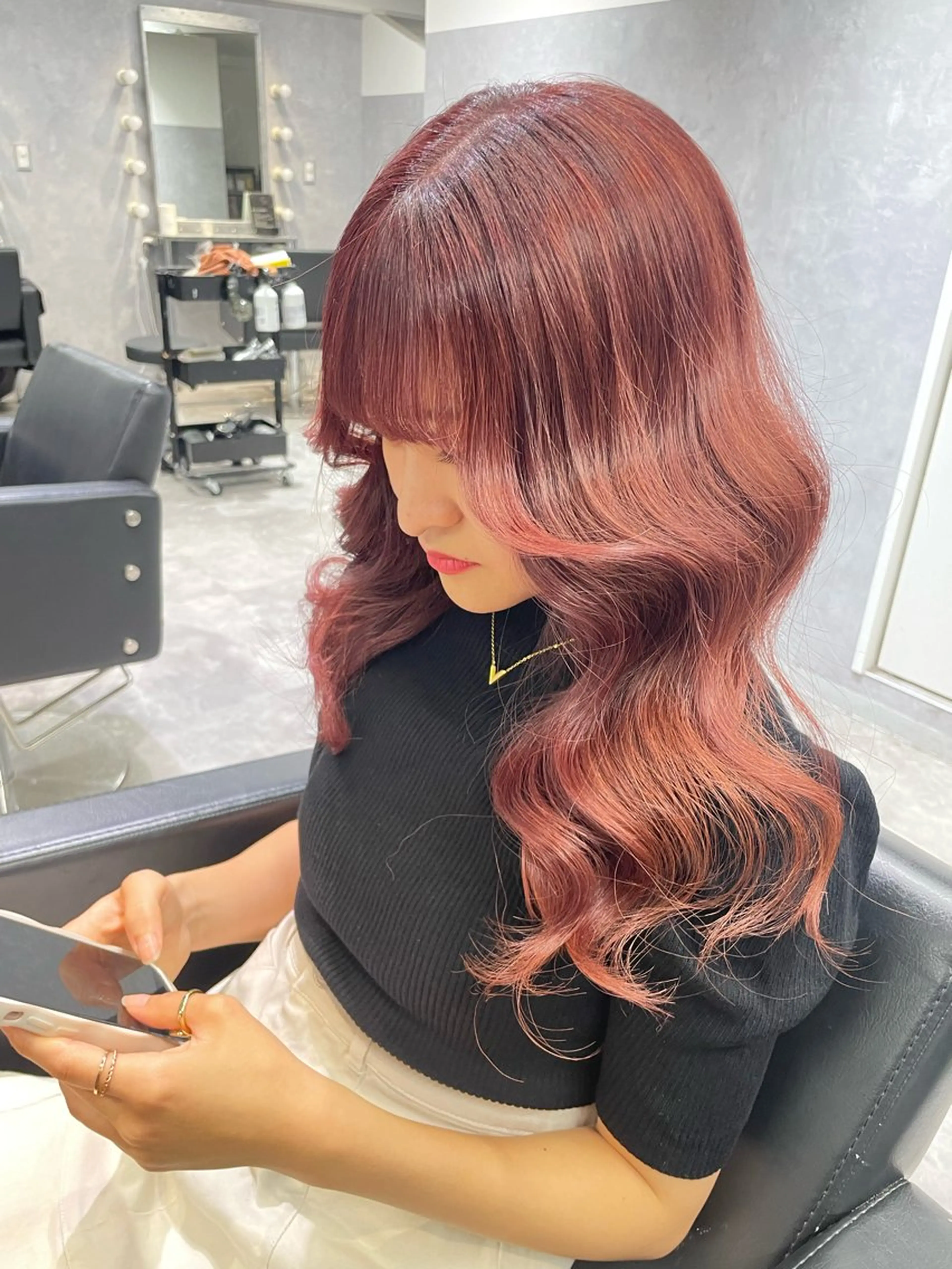 セミロング ヘアカラー mimiiy fukaのヘアスタイル