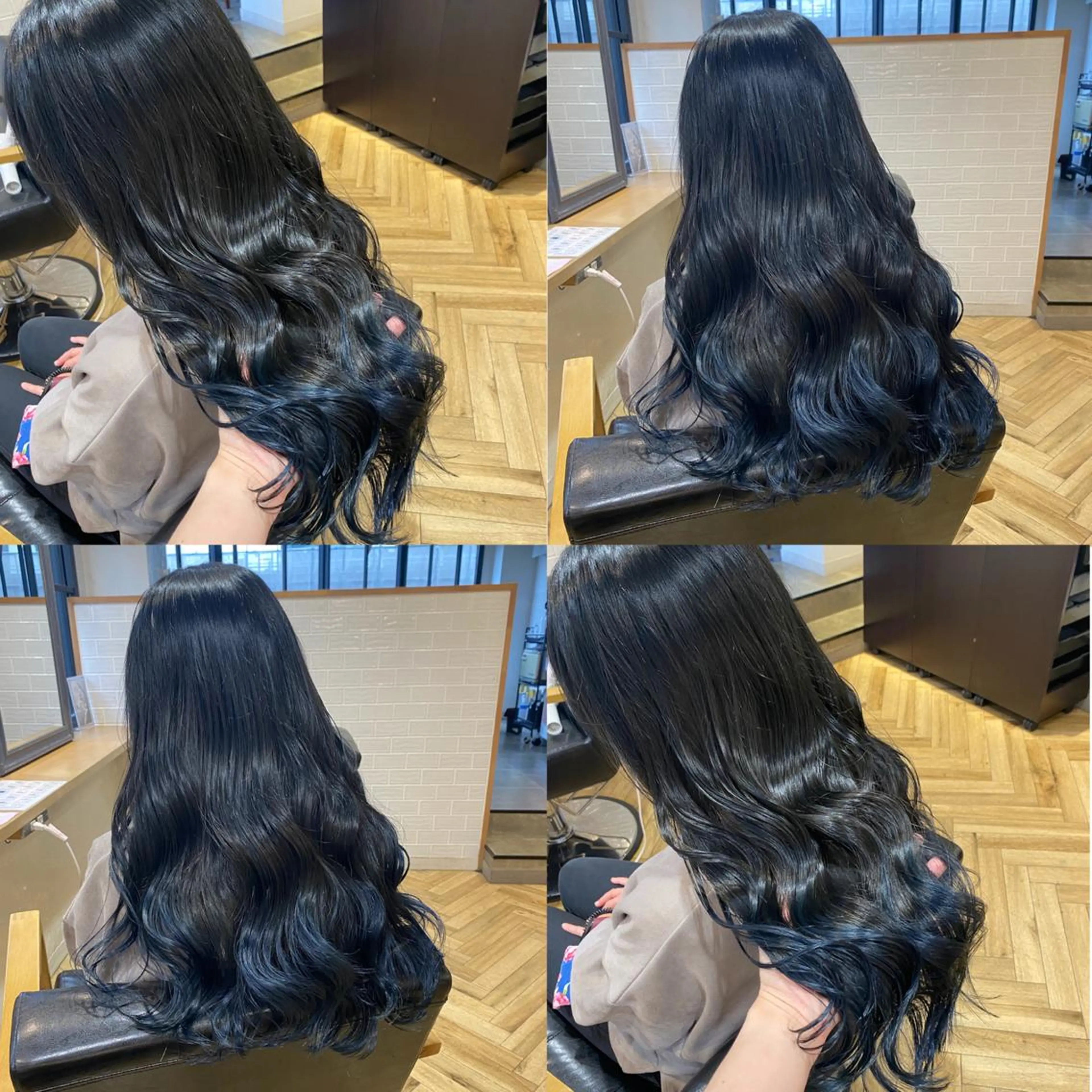 ロング カラー ブルーカラー グラデーションカラー 艶カラー/韓国顔周り 🎀mamiのヘアスタイル