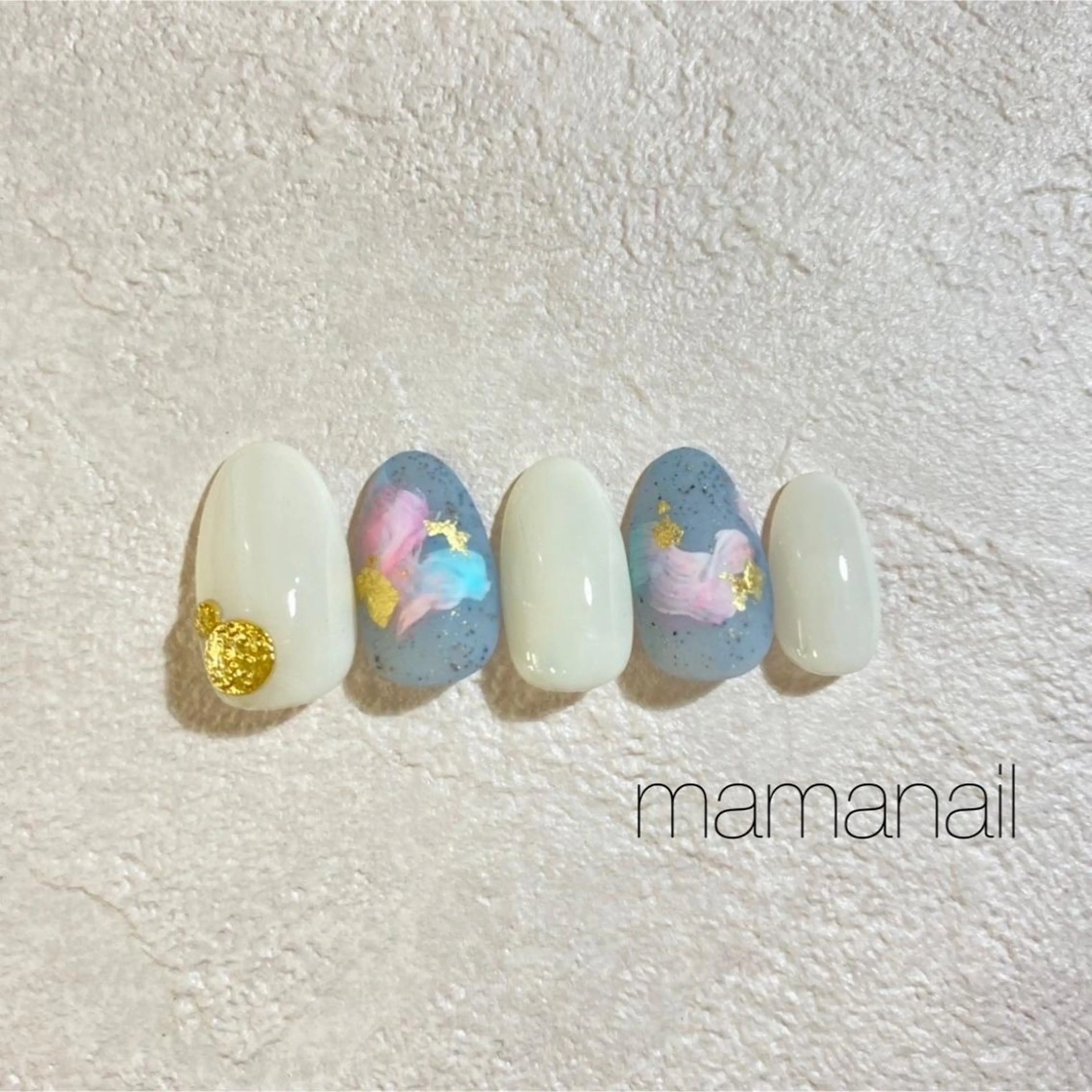 ネイル アートネイル ブルー ジェルネイル ネイルサロン mama nailのネイルデザイン