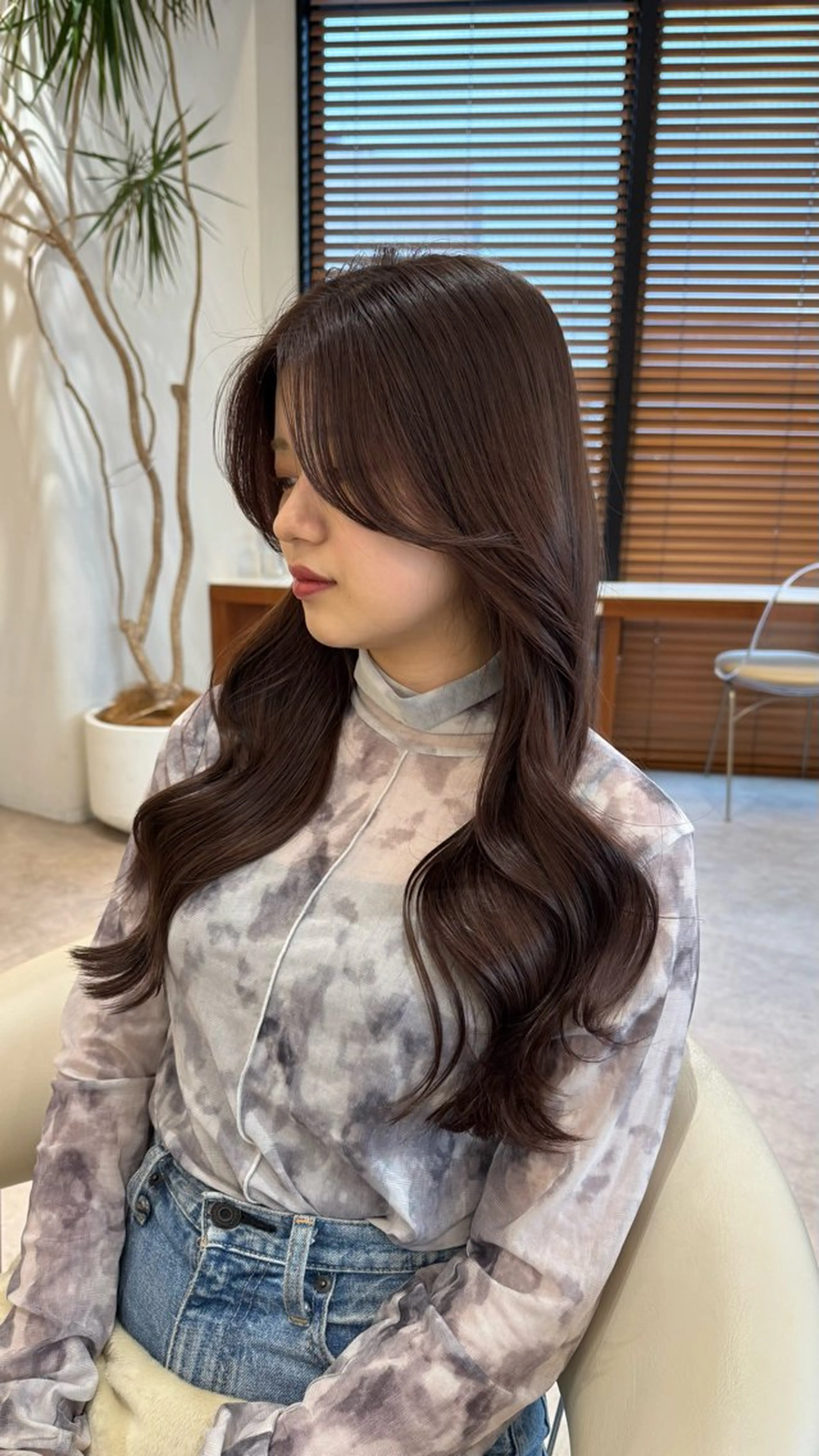 ロング カラー ブラウンカラー ボブ 顔まわりレイヤー 韓国風ヘア レイヤーカット ヘアカラー トリートメント 韓国レイヤー🇰🇷 韓国研修◎渋谷カイトのヘアスタイル