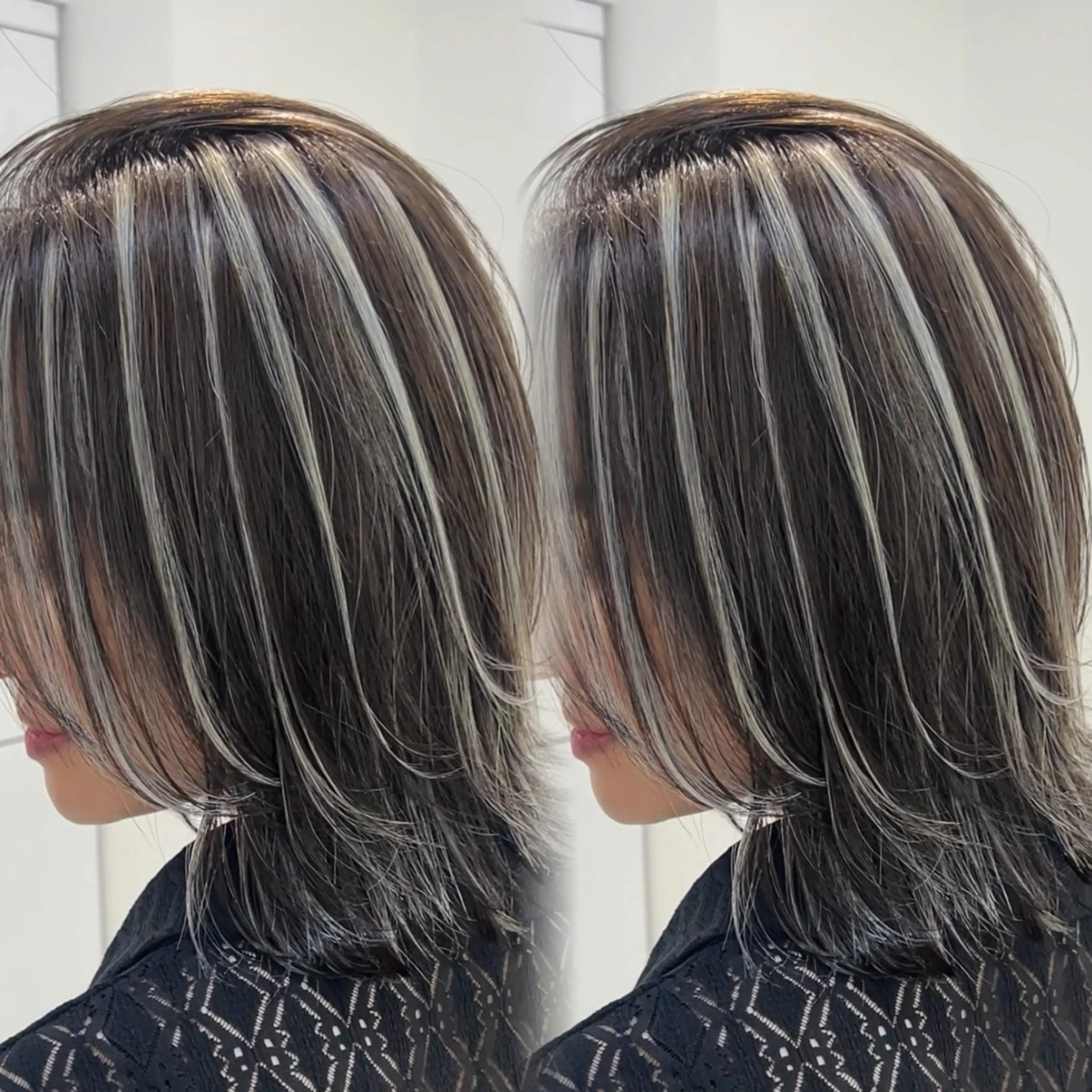 セミロング カラー ハイライトカラー ハイライト ヘアカラー トリートメント 表参道/ハイライト バレイヤージュのヘアスタイル