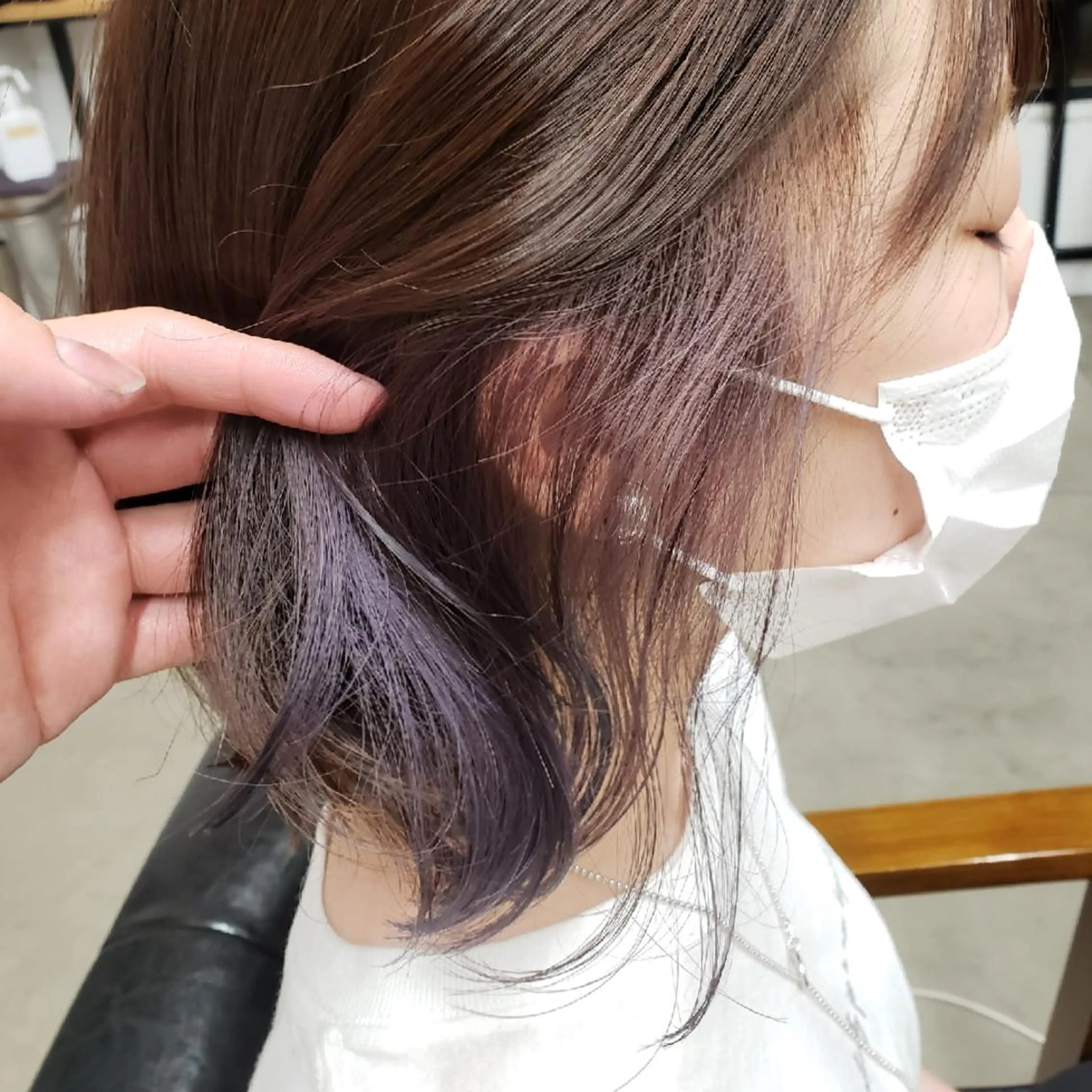 カラー ミディアム インナーカラー 天王寺髪質改善なら よしみさん✨のヘアスタイル