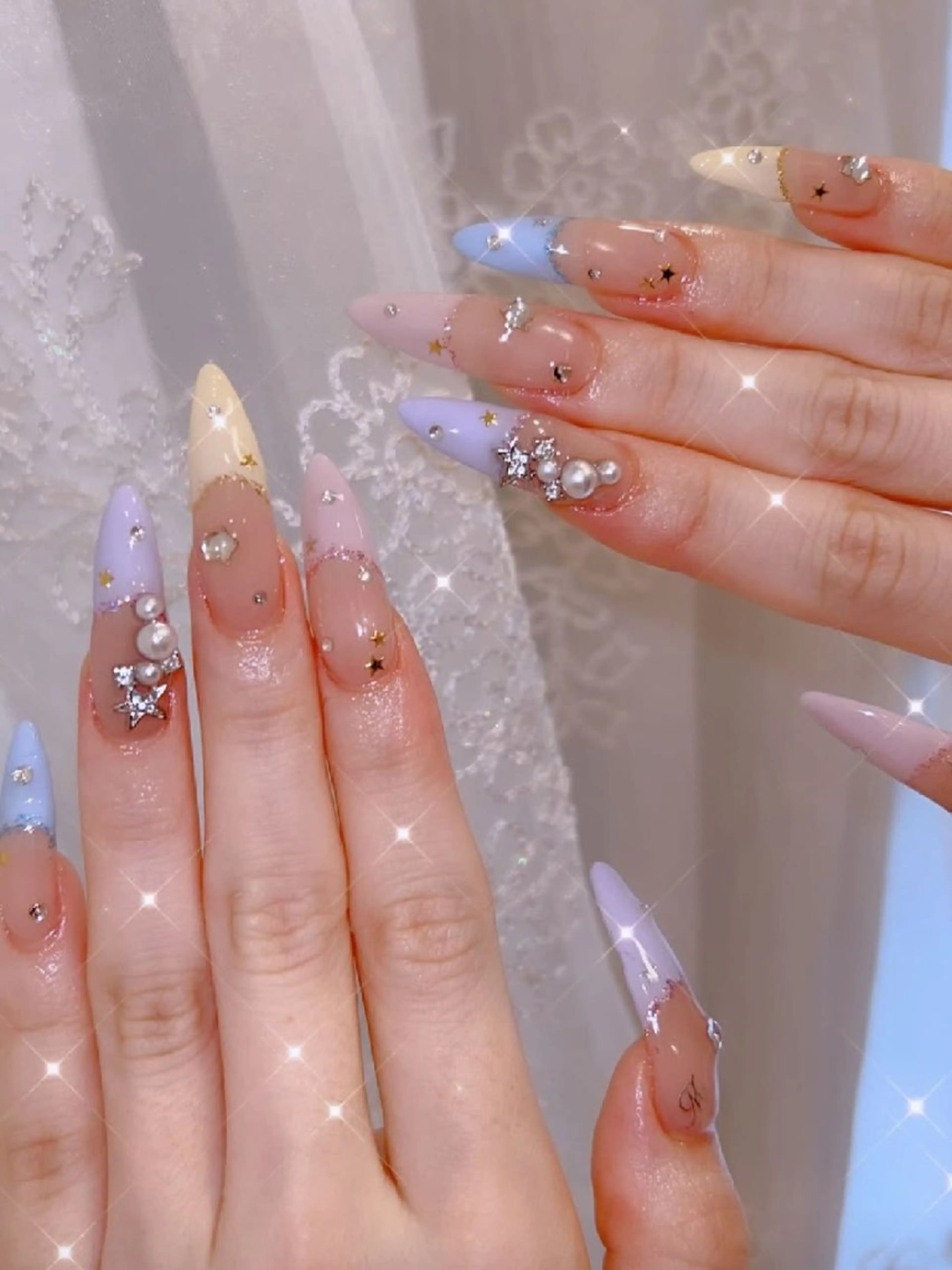 ネイル 長さ出し ジェルネイル 韓国ネイル マグネットネイル ニュアンスネイル I LOVE ME  NAIL.｡.:*♡のネイルデザイン
