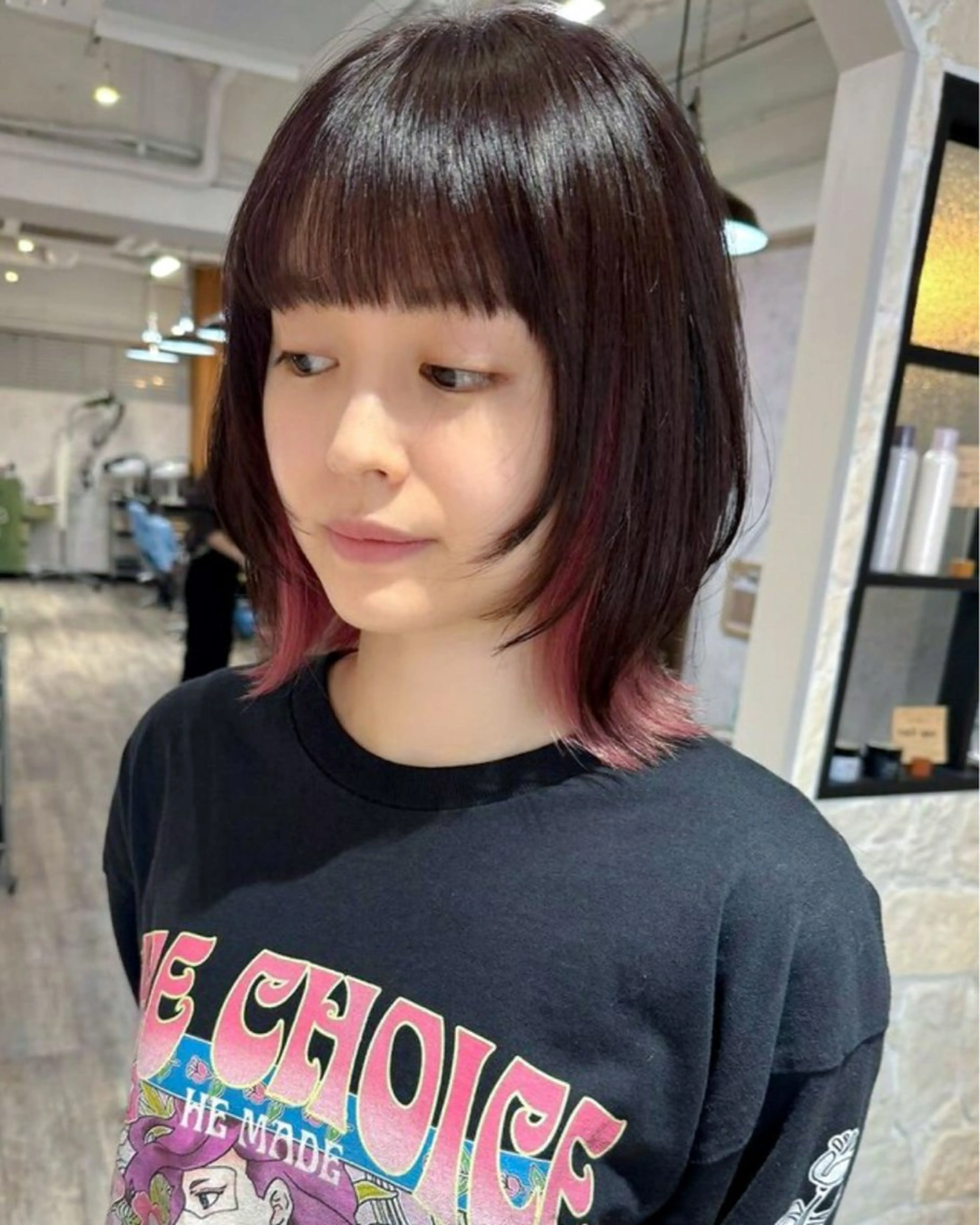 ミディアム カラー ブラウンカラー チョコレートブラウン インナーカラー ピンクカラー レイヤーカット 🐺ིྀ顔周レイヤー /髪質改善🩵aoiのヘアスタイル