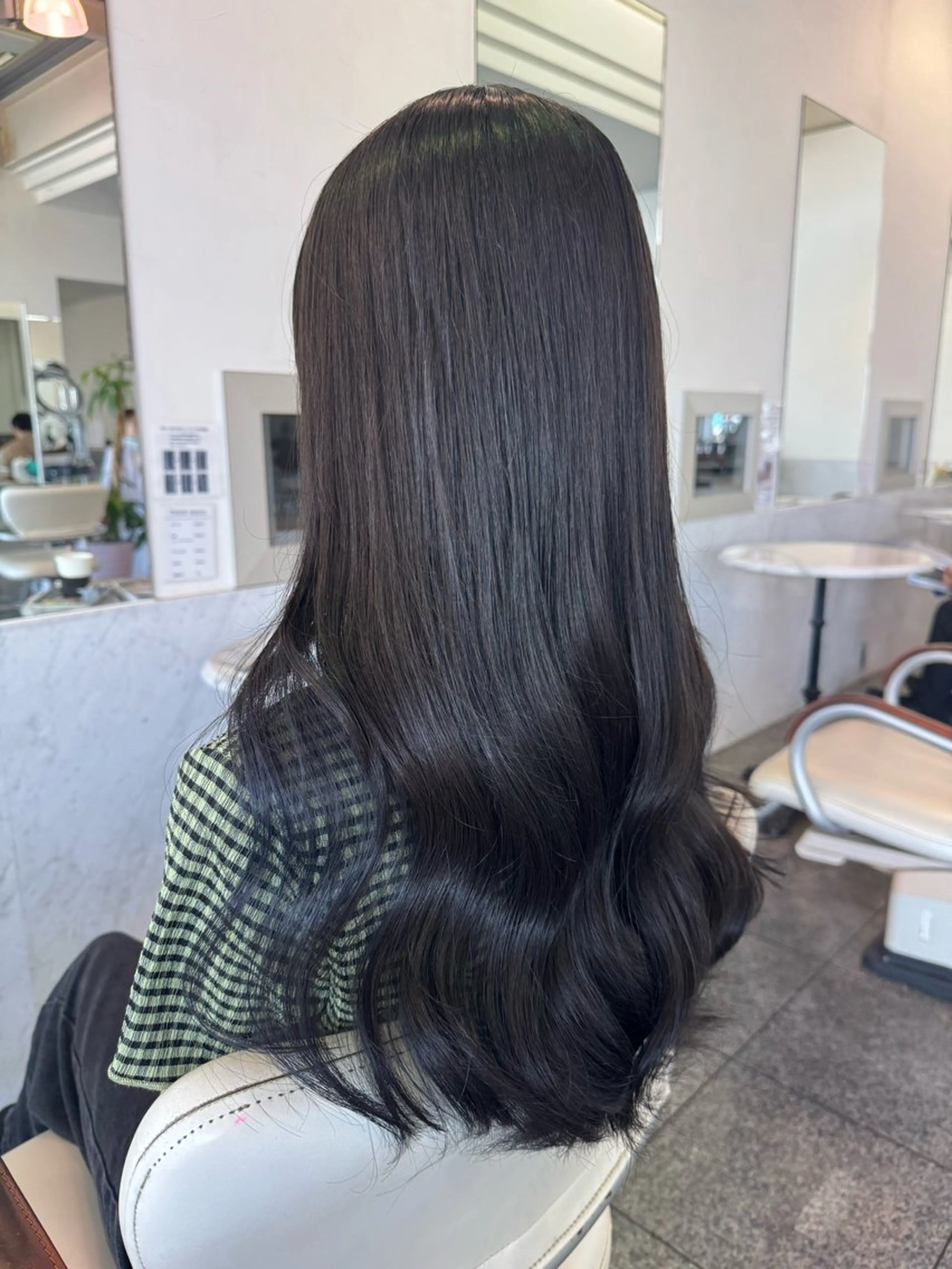 ロング カラー 黒髪 ブルーカラー ブルーブラック イヤリングカラー カット ヘアカラー トリートメント 🫧ヒシダアキ /taboo🫧のヘアスタイル