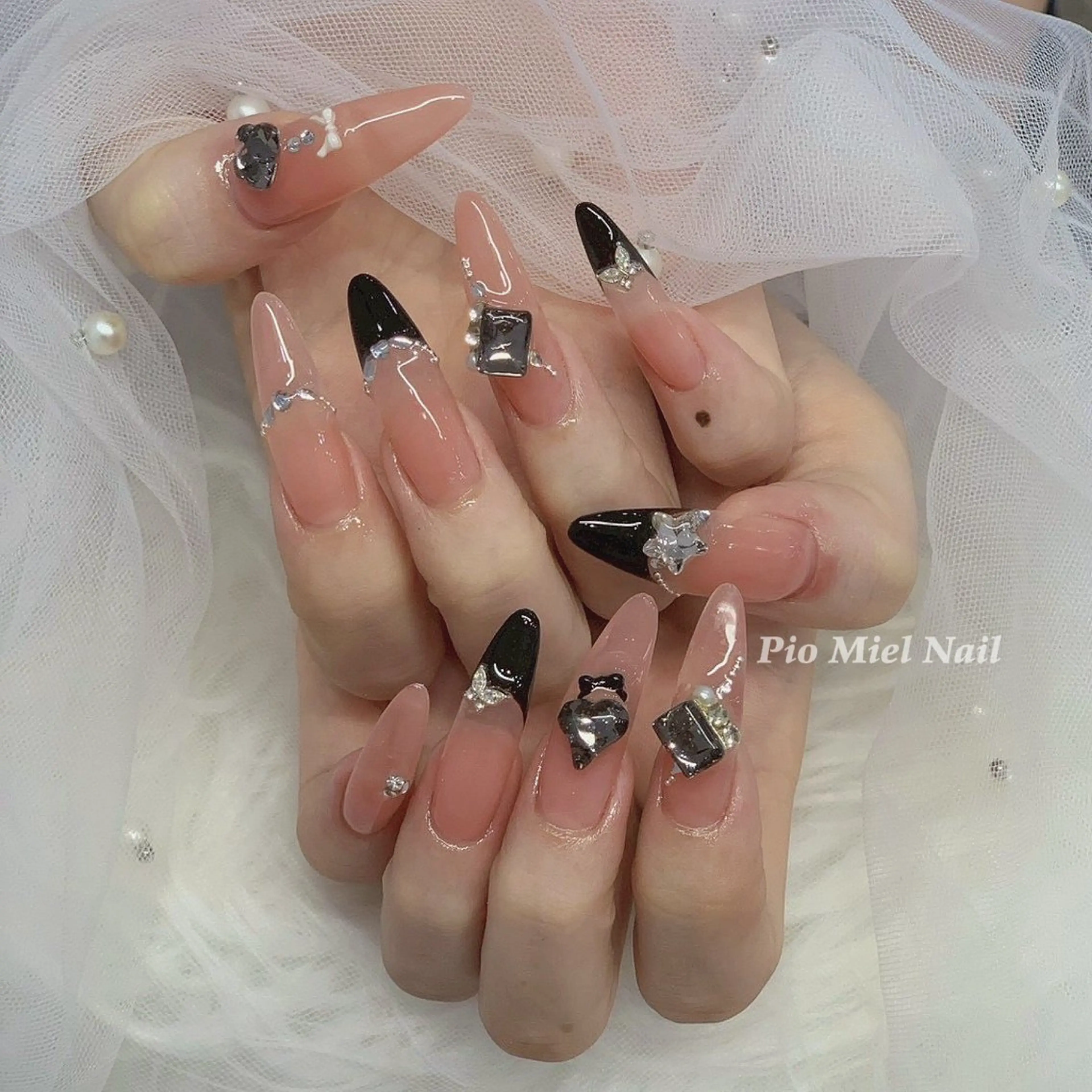 ネイル フレンチネイル ロングネイル ピンク シンプルネイル スクエアネイル ハンドネイル momo 長さだしのネイルデザイン