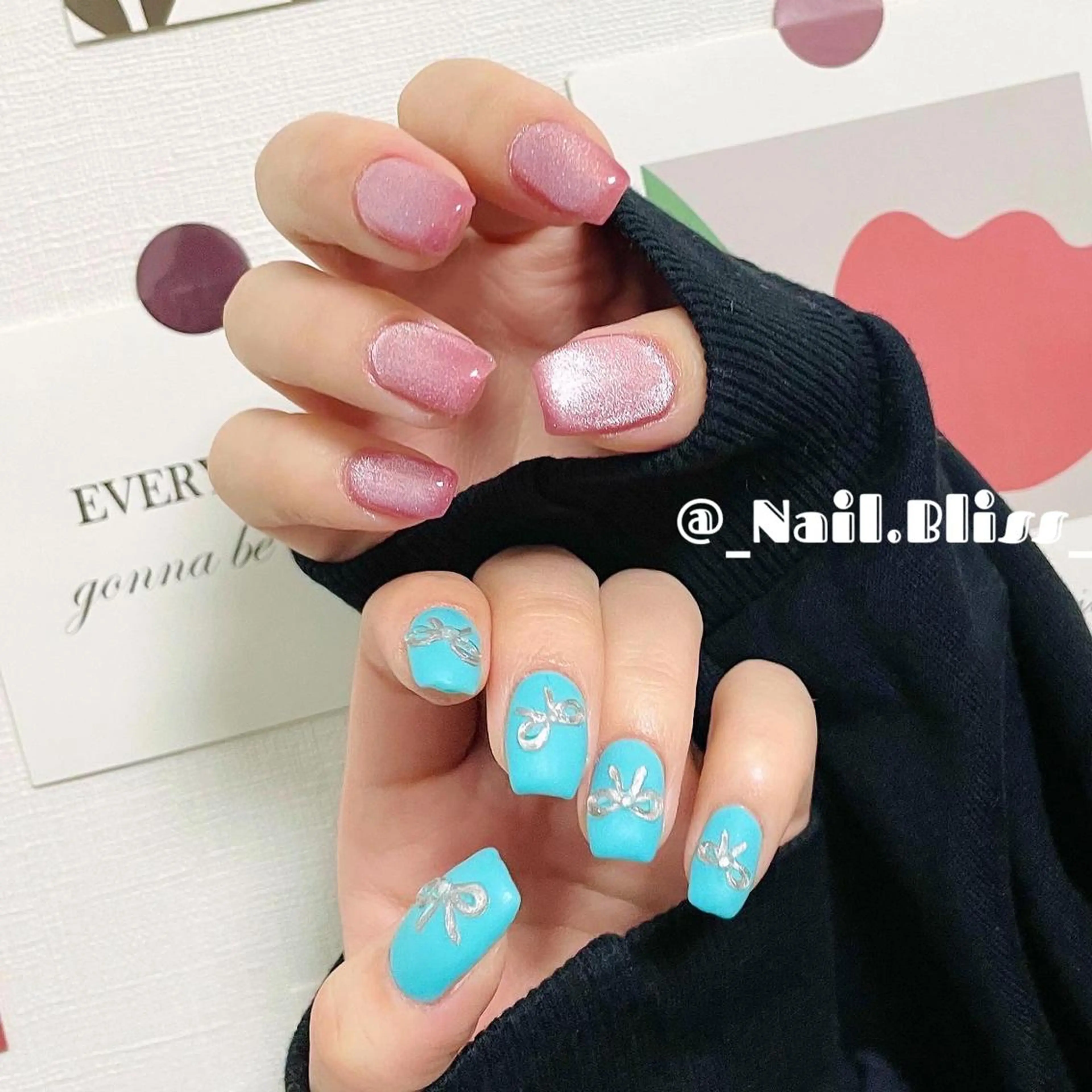 ネイル マットネイル リボン ハンドネイル NAIL BLISSのネイルデザイン