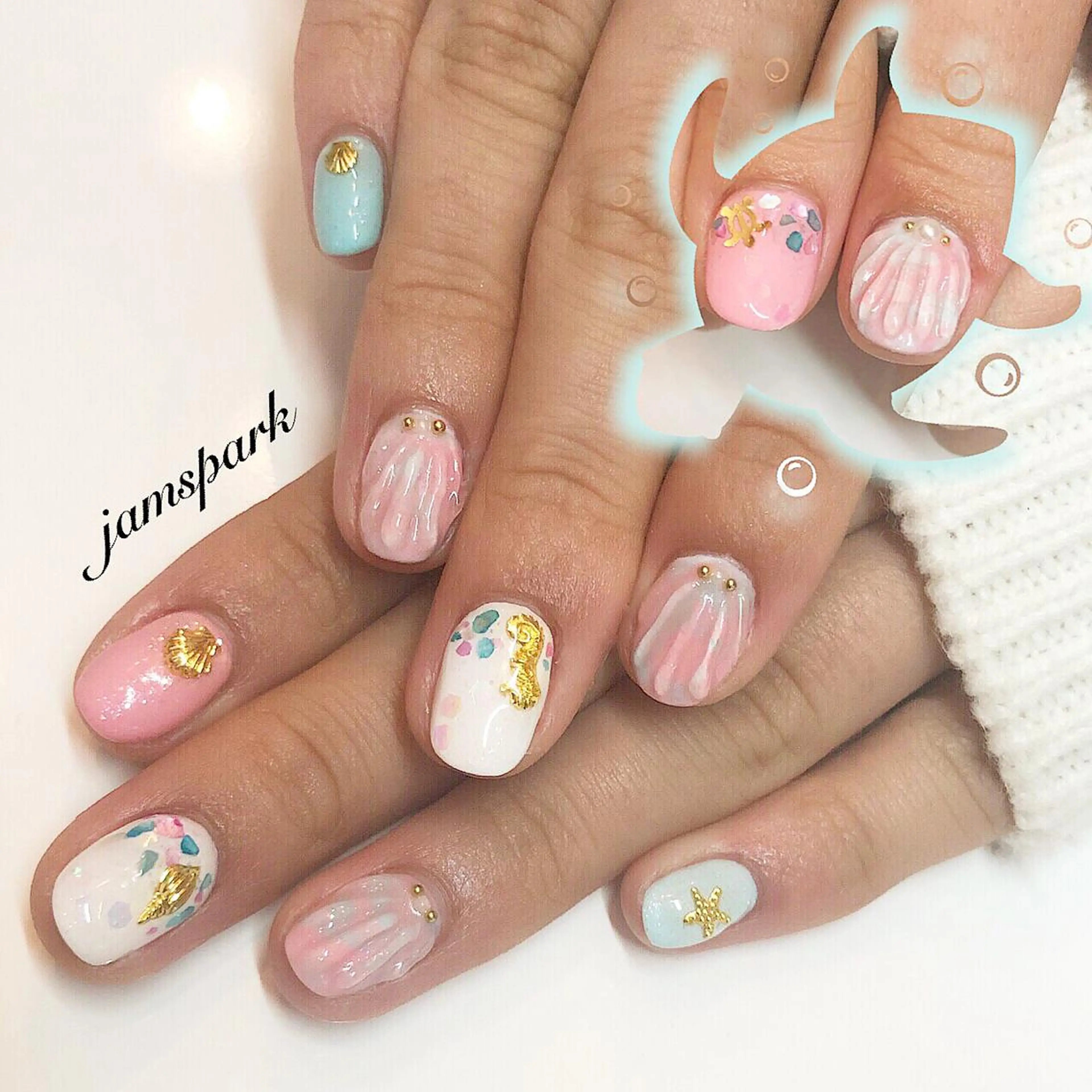 ネイル ジェルネイル グラデーション ミディアムネイル パステルネイル ピンク ハンドネイル jamspark ✨のネイルデザイン