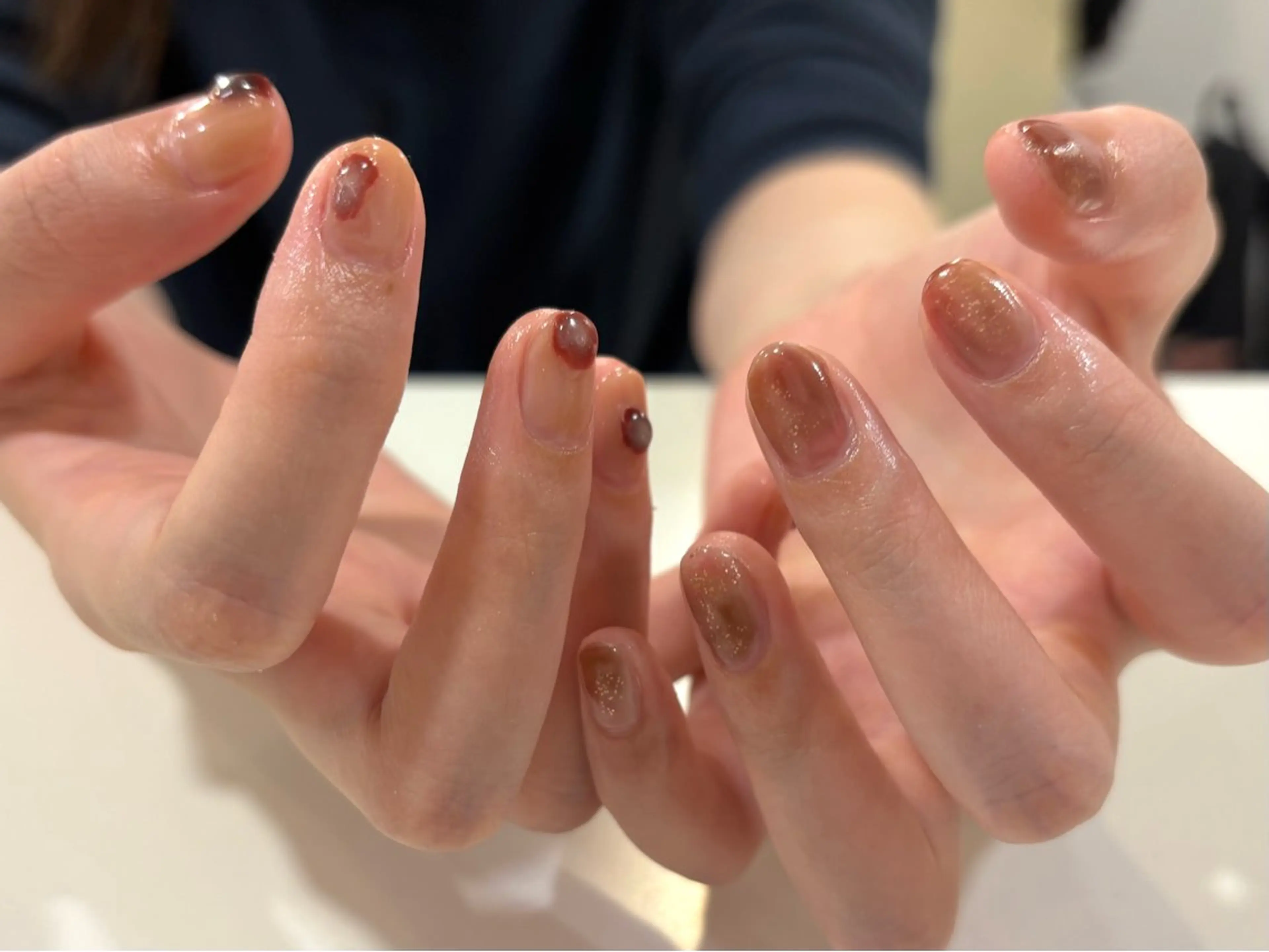 ネイル ジェルネイル マグネットネイル ニュアンスネイル パラジェル ハンドネイル Lino中目黒 🎀 パラジェルのネイルデザイン