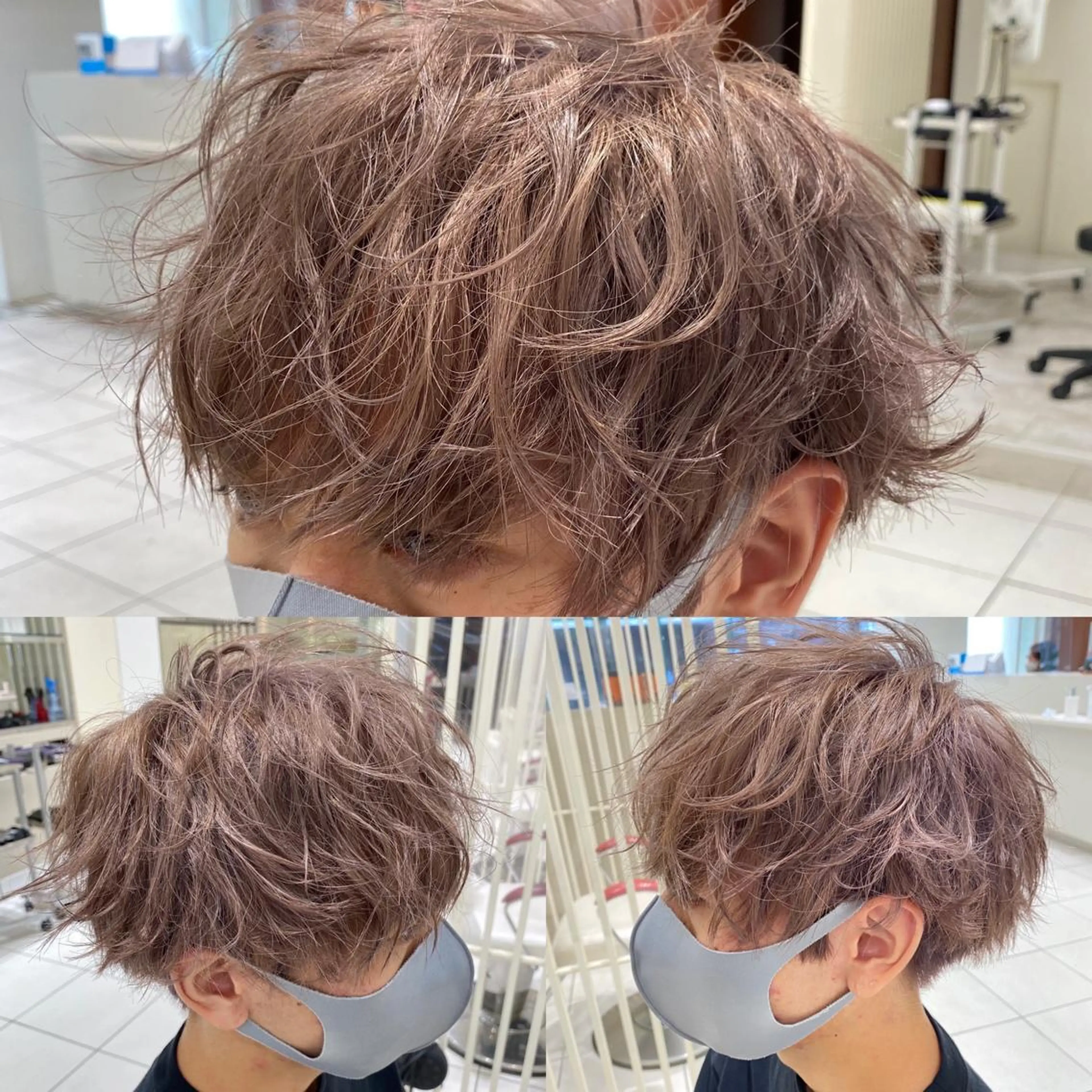 カラー ブリーチ 韓国ヘア レイヤーカットのヘアスタイル