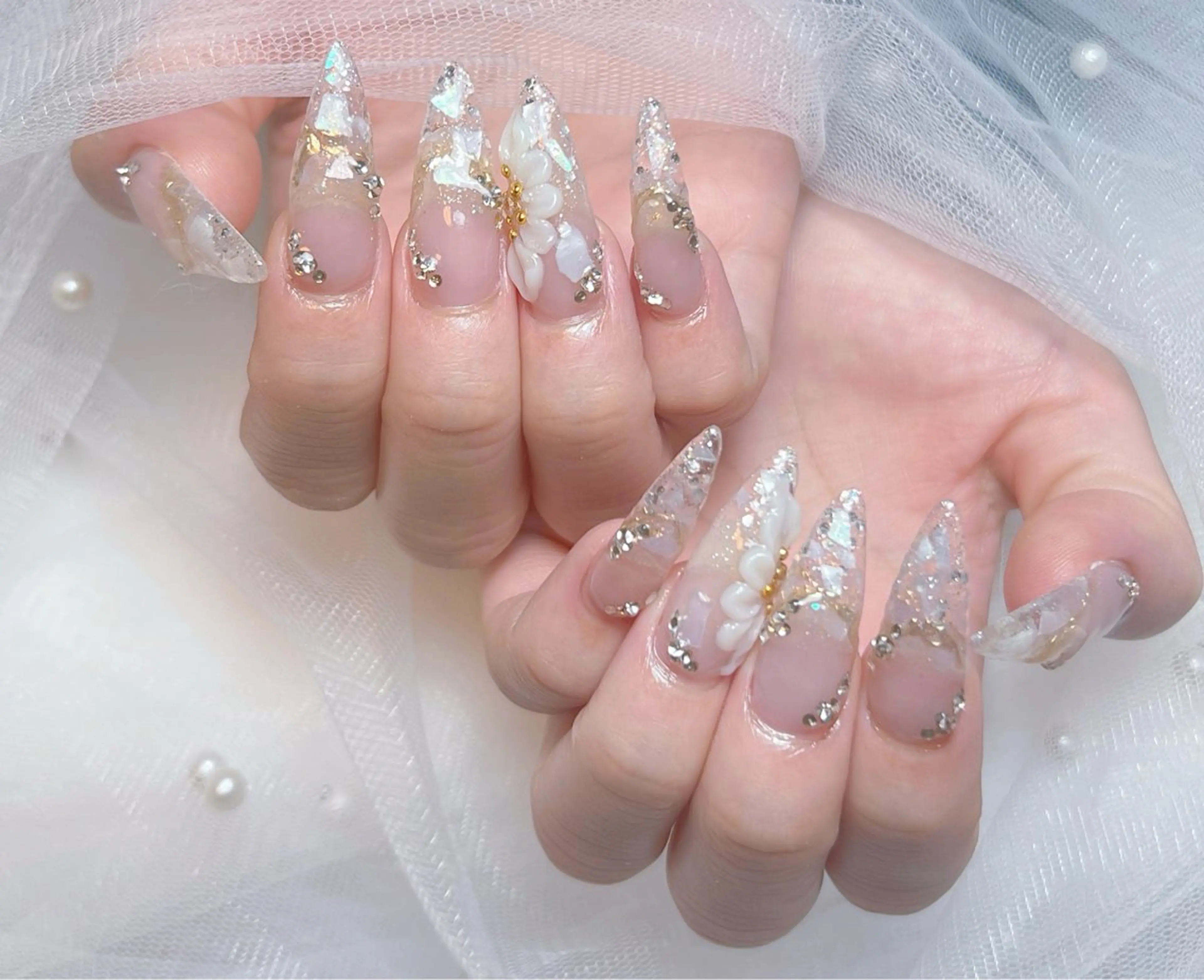 ネイル アートネイル オーロラネイル チークネイル 長さ出し フットネイル Miya_nail所属・Miya _nailのネイルデザイン