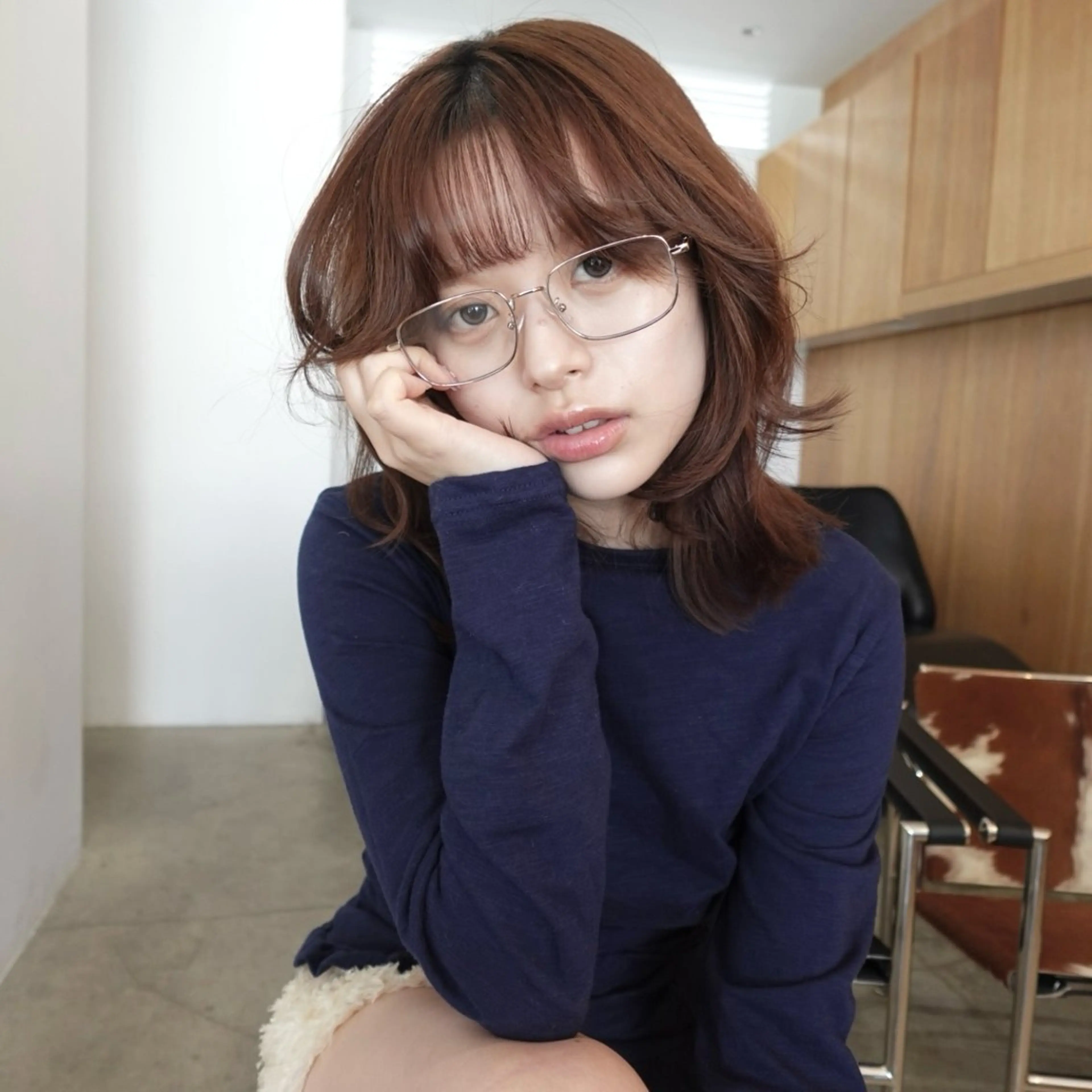 ミディアム 顔周りカット レイヤーカット 柔らかbeige /chinari❤︎のヘアスタイル