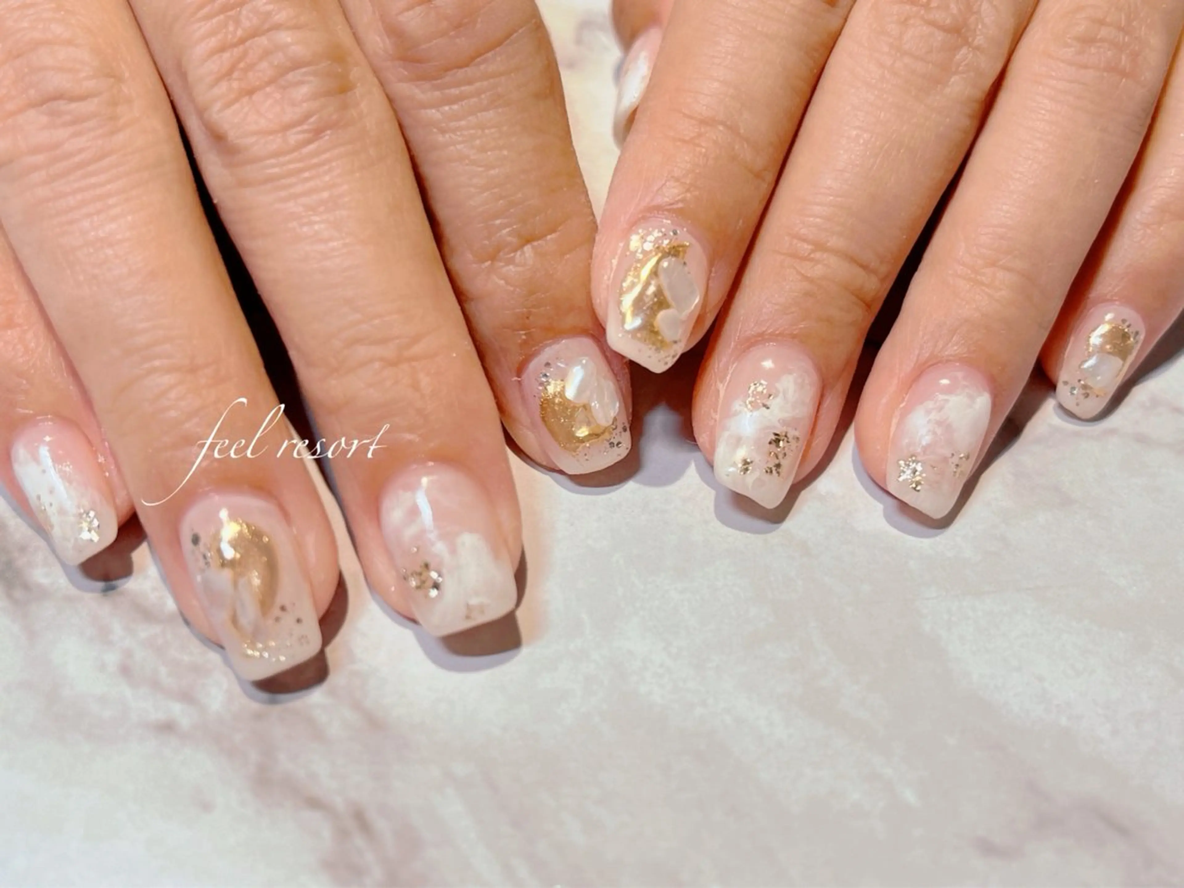 ネイル 長さ出し フットネイル フレンチネイル ジェルネイル ガラスフレンチ ハンドネイル Lien（リアン） 銀座駅6分のネイルデザイン