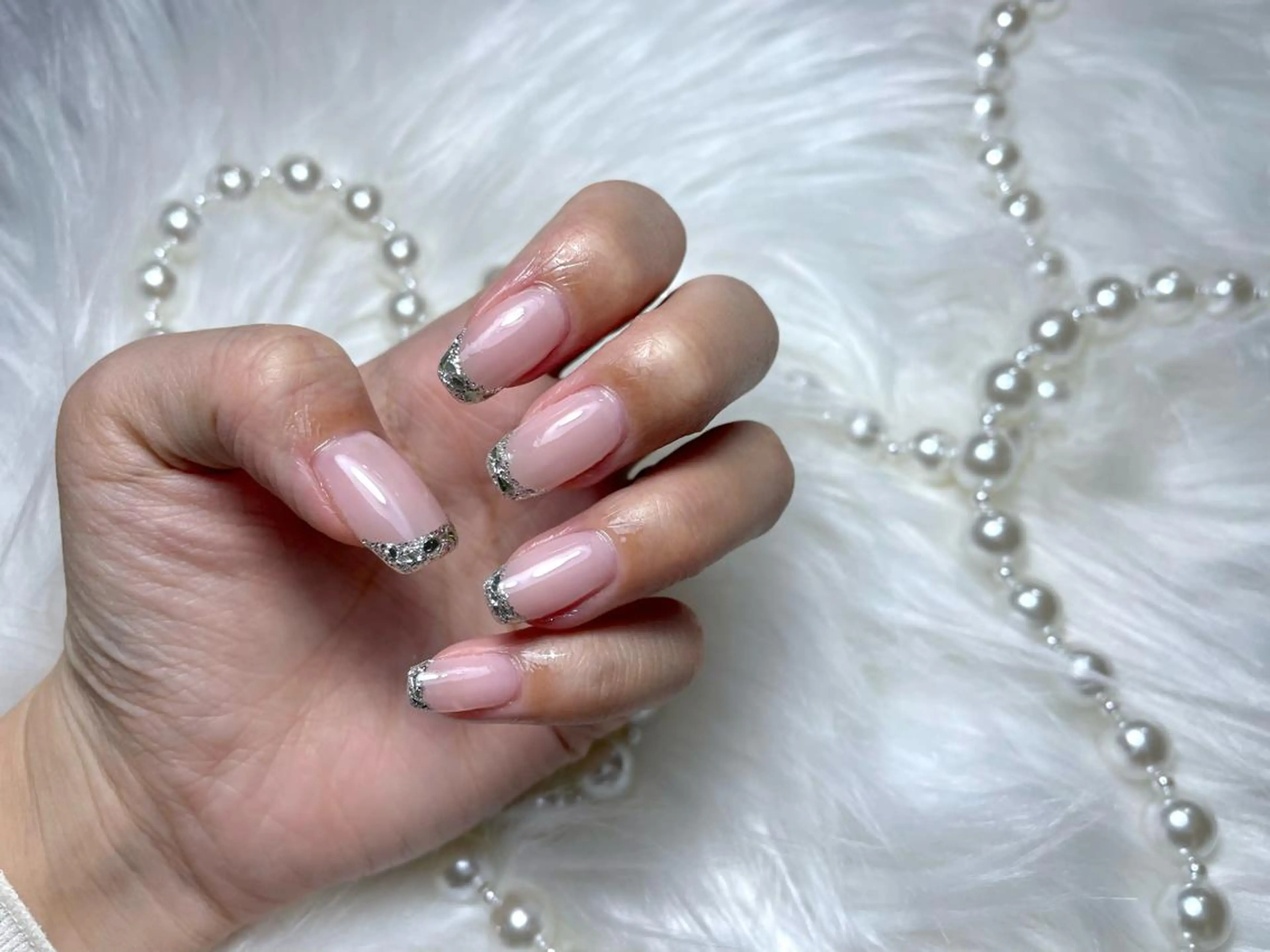 ネイル フレンチネイル ガラスフレンチ ハンドネイル nu NANAのネイルデザイン