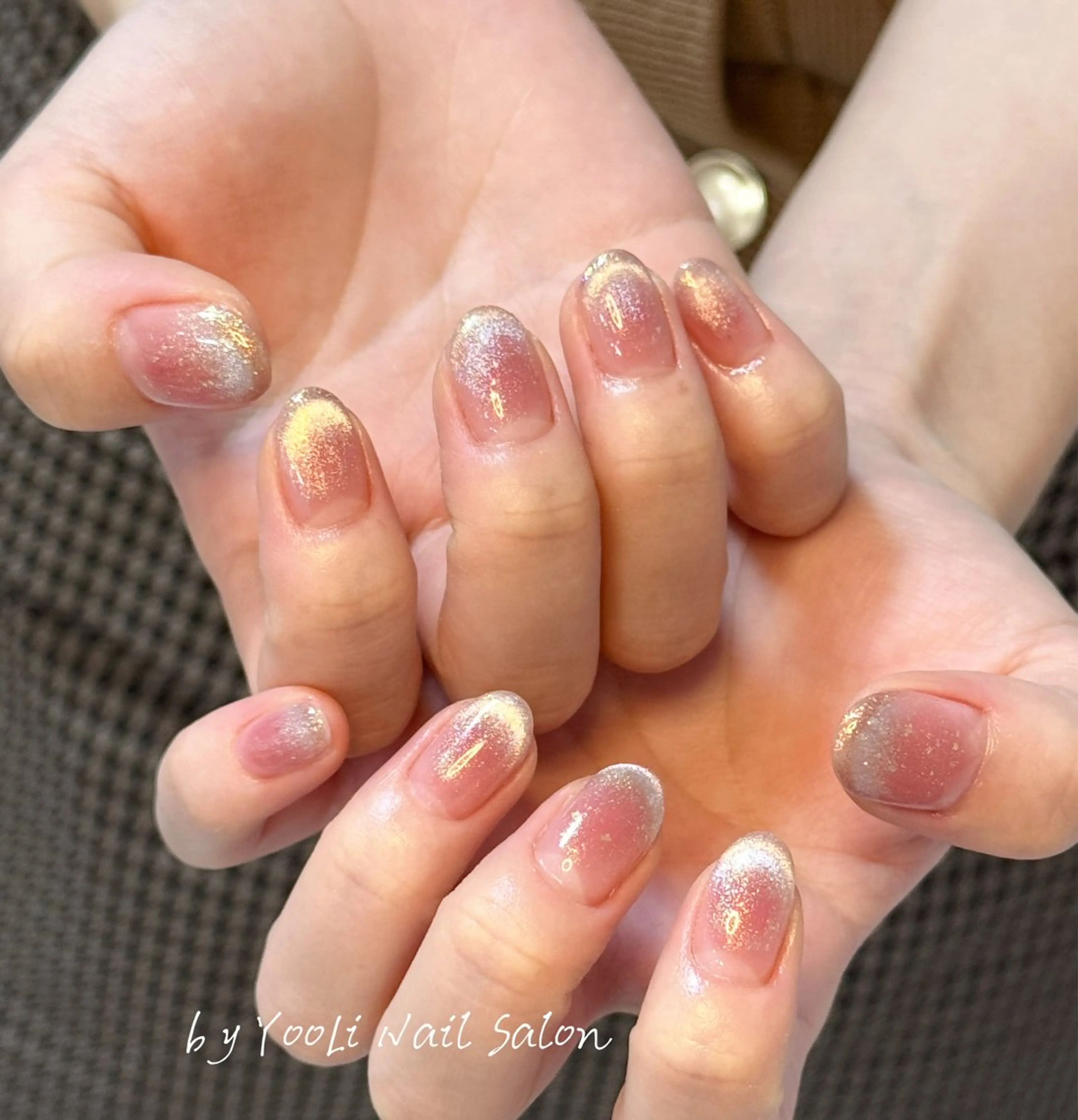 ネイル アートネイル オーロラネイル チークネイル フレンチネイル ガラスフレンチ ハンドネイル 🎀🎀YooLi Nail Salonのネイルデザイン