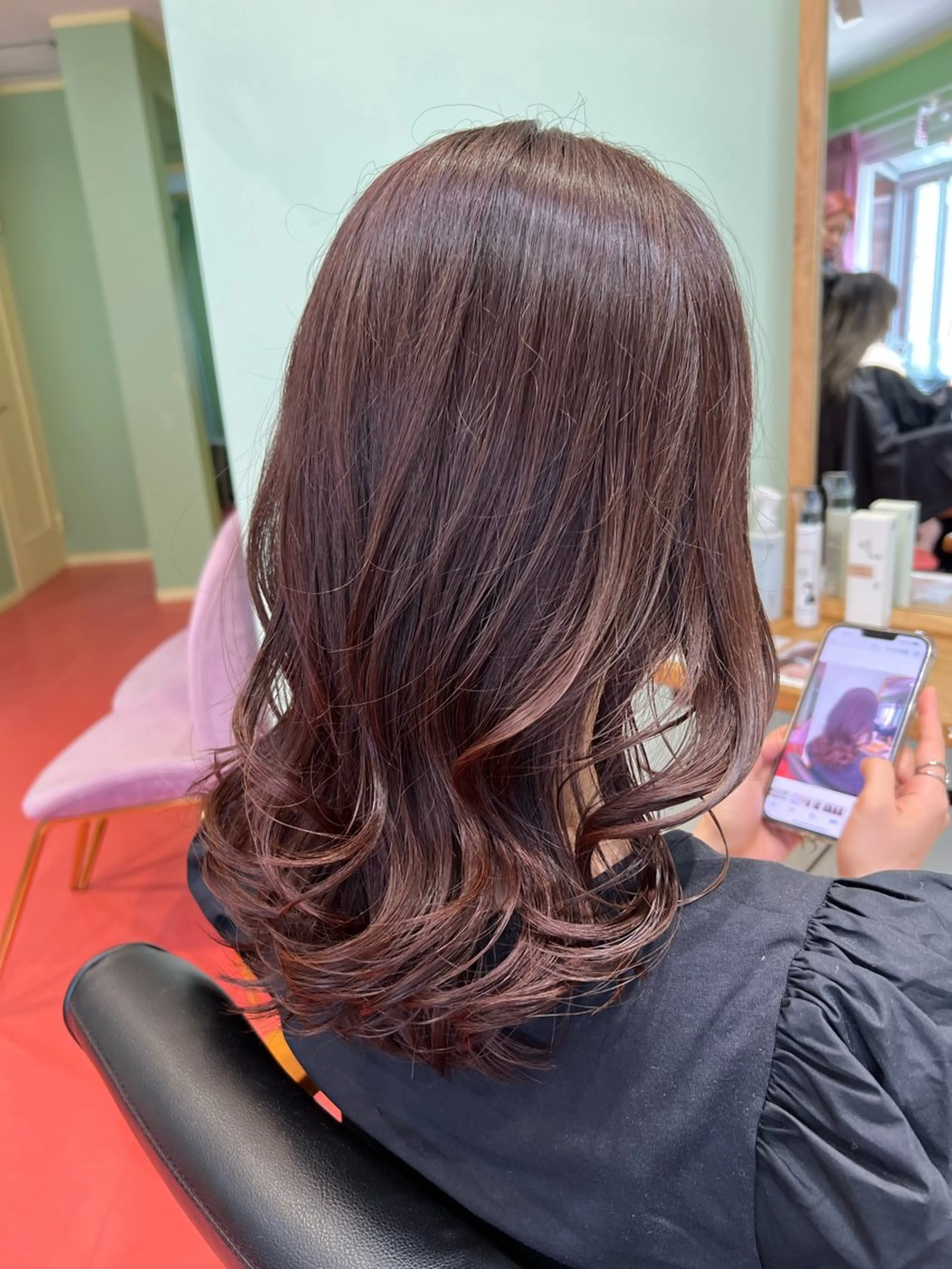 ロング カット ヘアカラー トリートメント 紙屋町ショート /ボブ　パーマ河内蓮のヘアスタイル