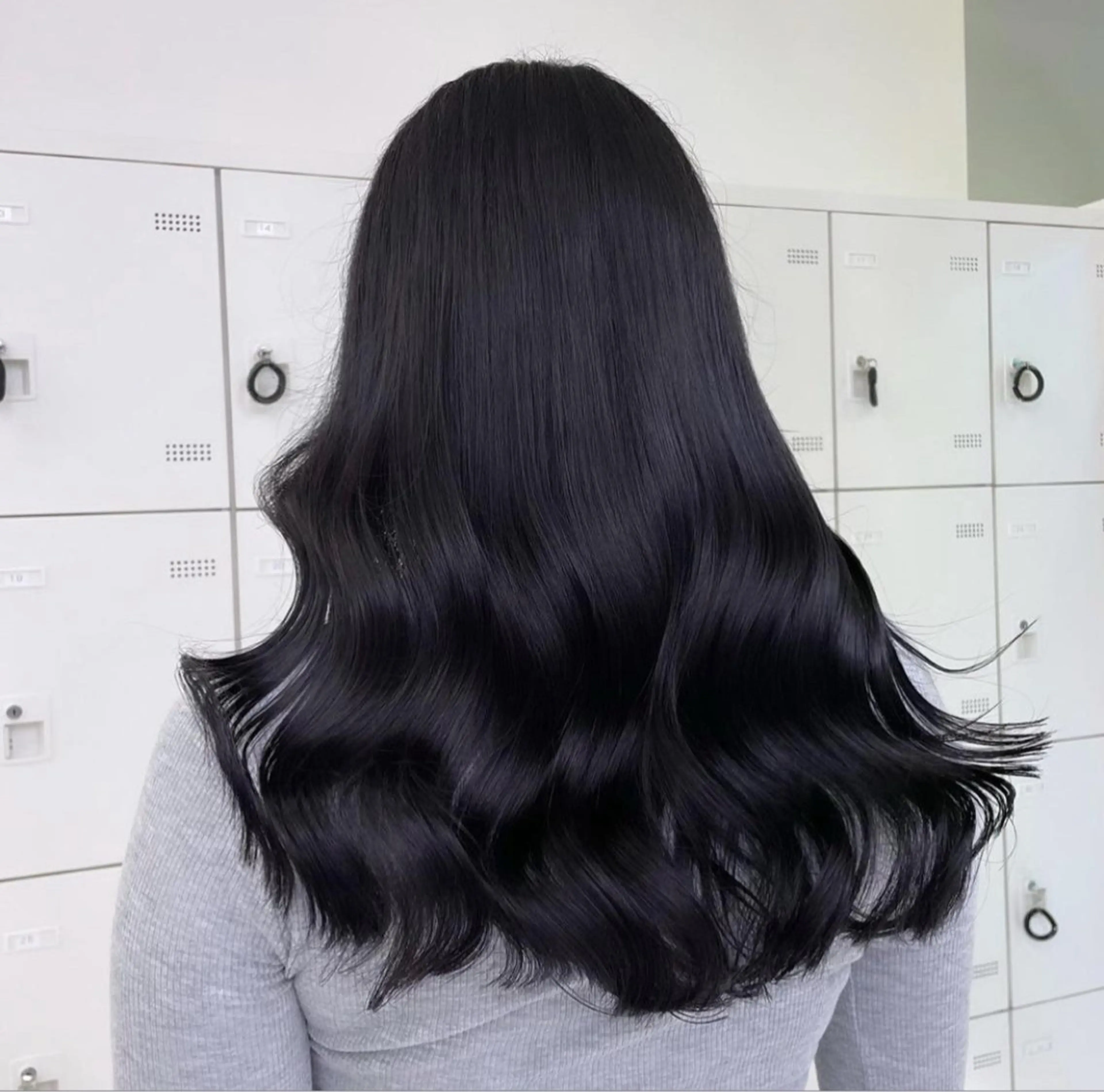 ロング カット ヘアカラー トリートメント 韓国ヘア/ブリーチ無 しWカラー/オリーブのヘアスタイル