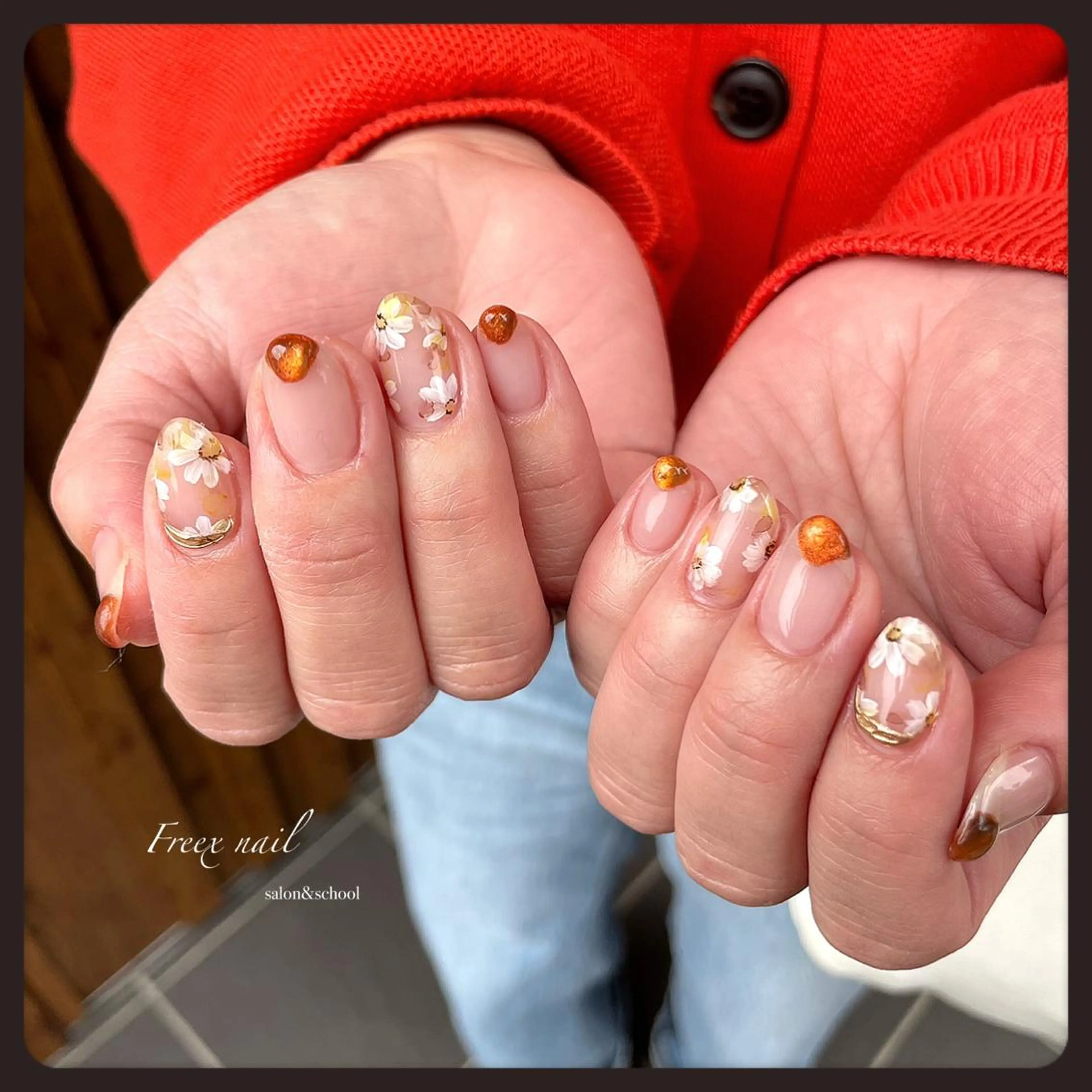 ネイル フラワーネイル ニュアンスネイル ハンドネイル ハンドケア Freex nail所属・freex nail /ニュアンス/個性派のネイルデザイン