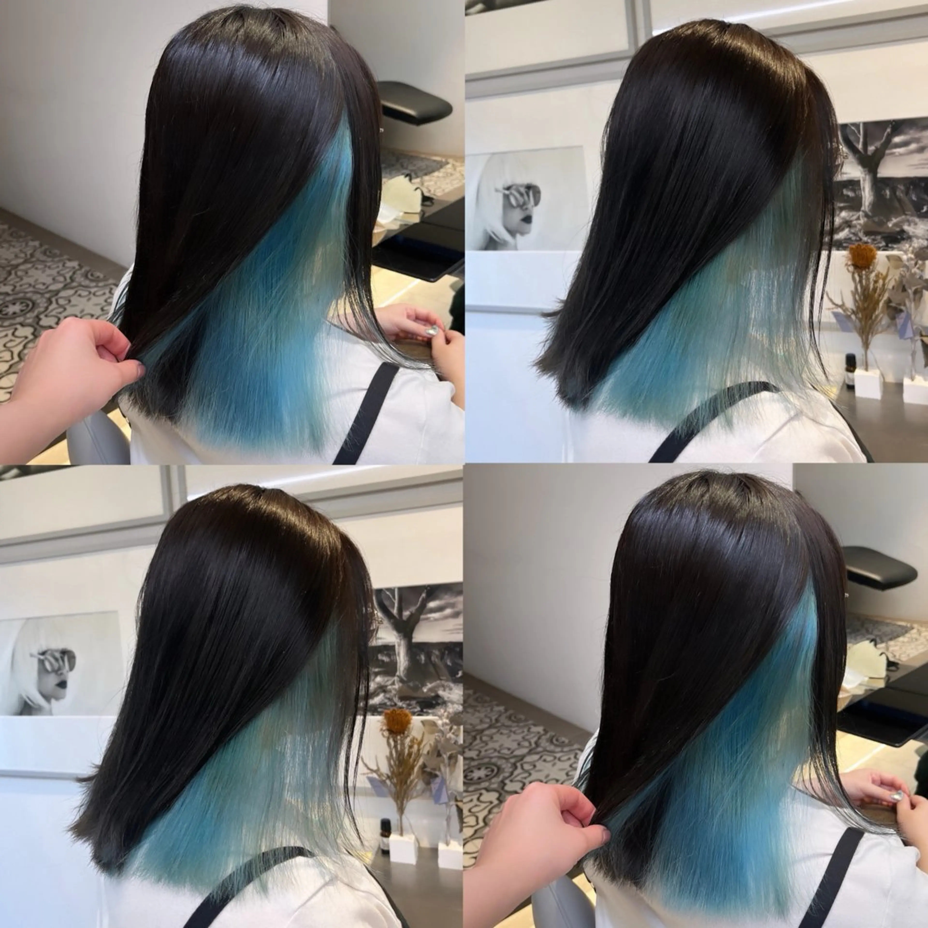 ミディアム カラー ブリーチ ブルーカラー ダークグレー ダークグレージュ グレージュ ヘアカラー トリートメント ヘッドスパ ヘアセット カジュアルを女っぽく 𝗮𝘆𝗮𝗰𝗼のヘアスタイル