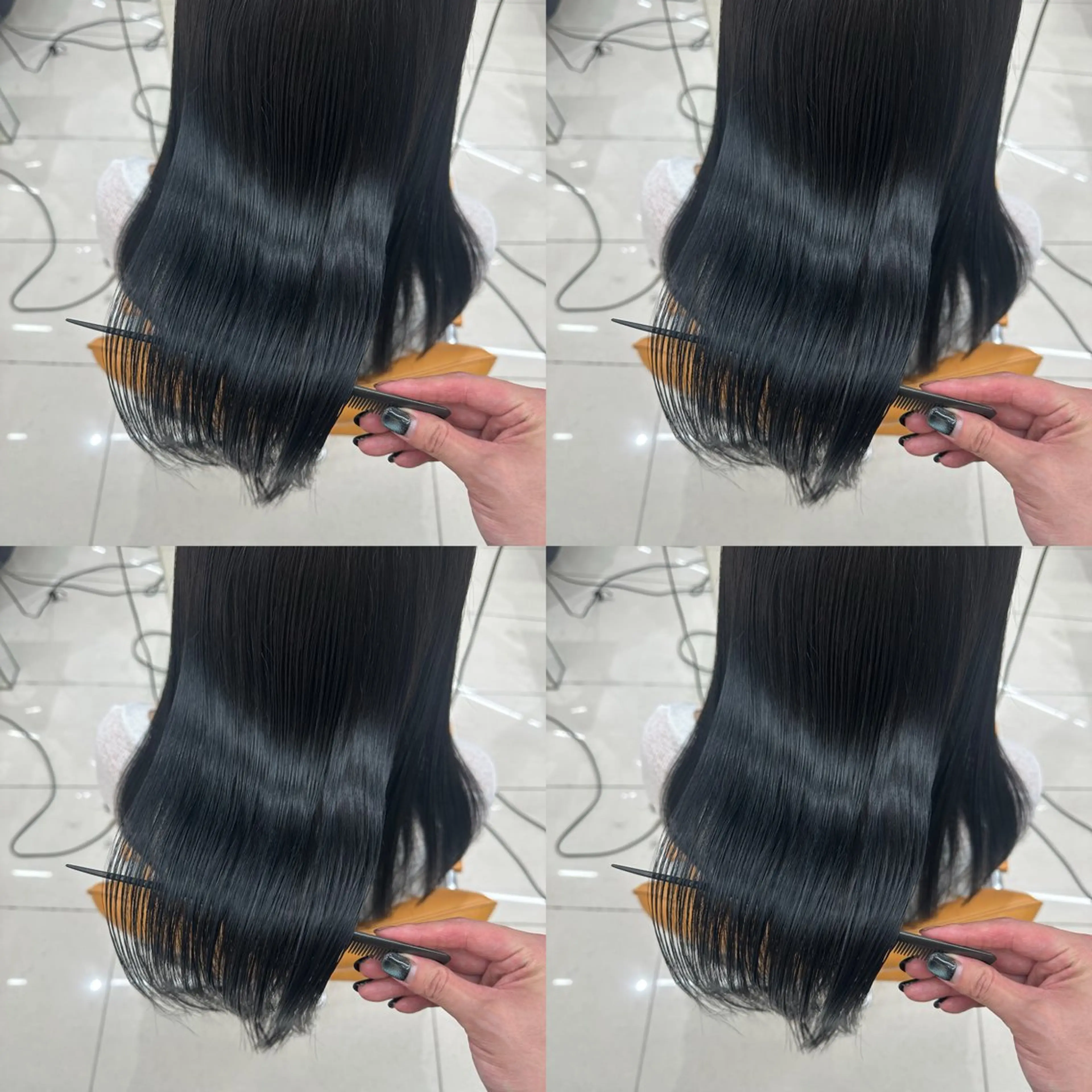 セミロング カラー パーマ カット ヘアカラー 縮毛矯正 髪質改善× ハイライト溝江のヘアスタイル