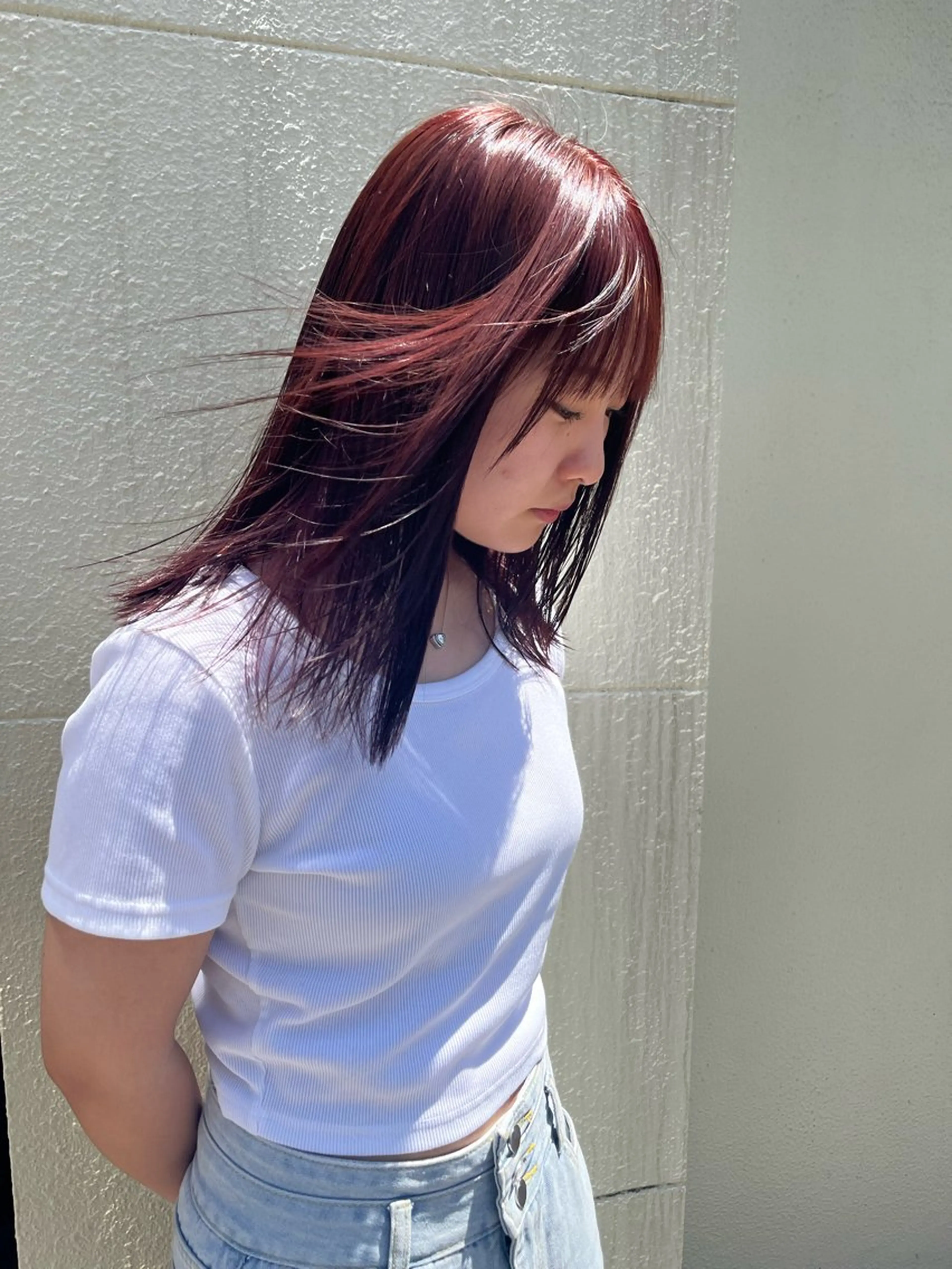 ミディアム カラー ボルドーカラー 透明感カラー レッドカラー ヘアカラー アイブロウリフト/ 髪質改善カラー/みわの眉毛・アイブロウイメージ