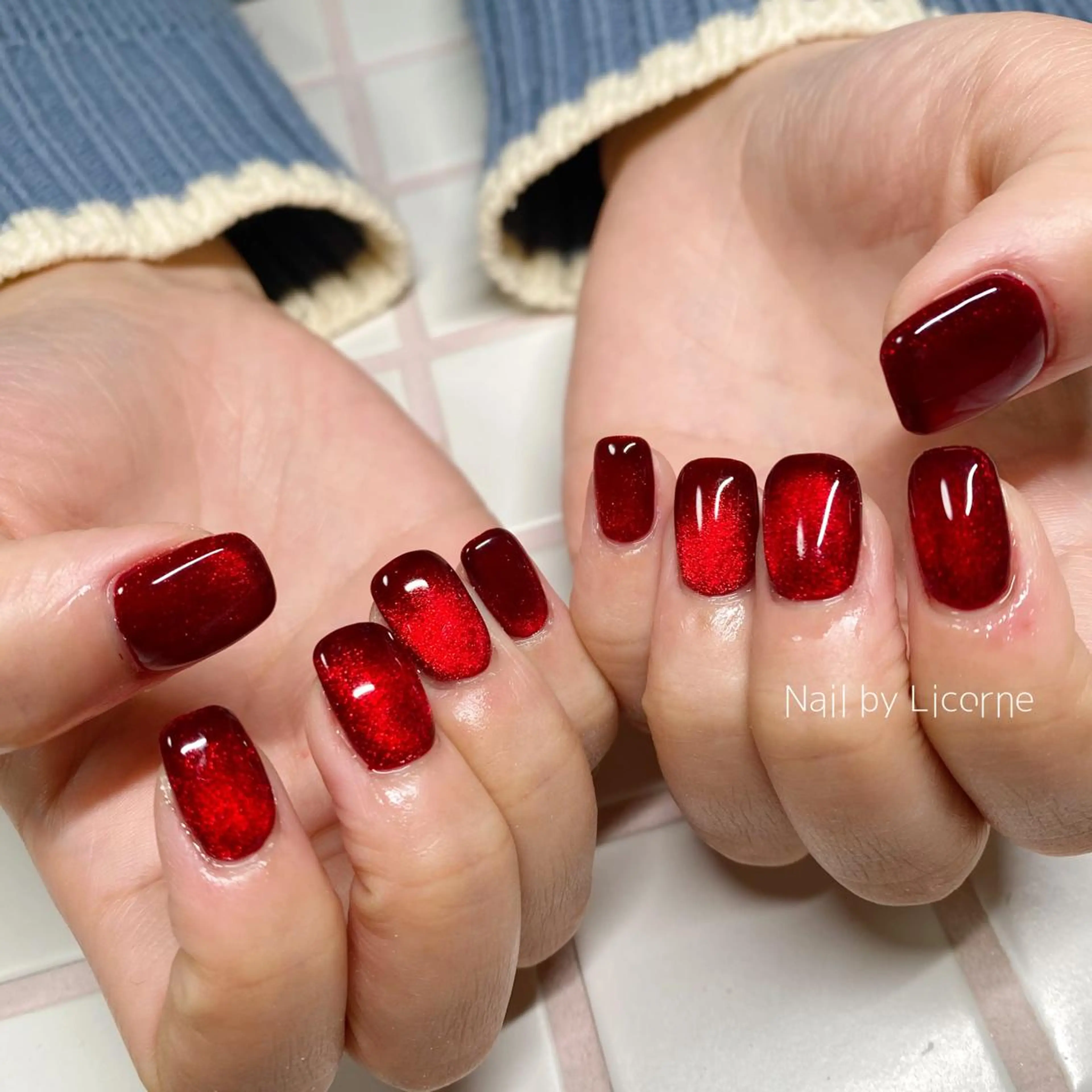 ネイル アートネイル オーロラネイル フレンチネイル 氷ネイル・うるうるネイル マグネットネイル ハンドネイル Nail by Licorneのネイルデザイン