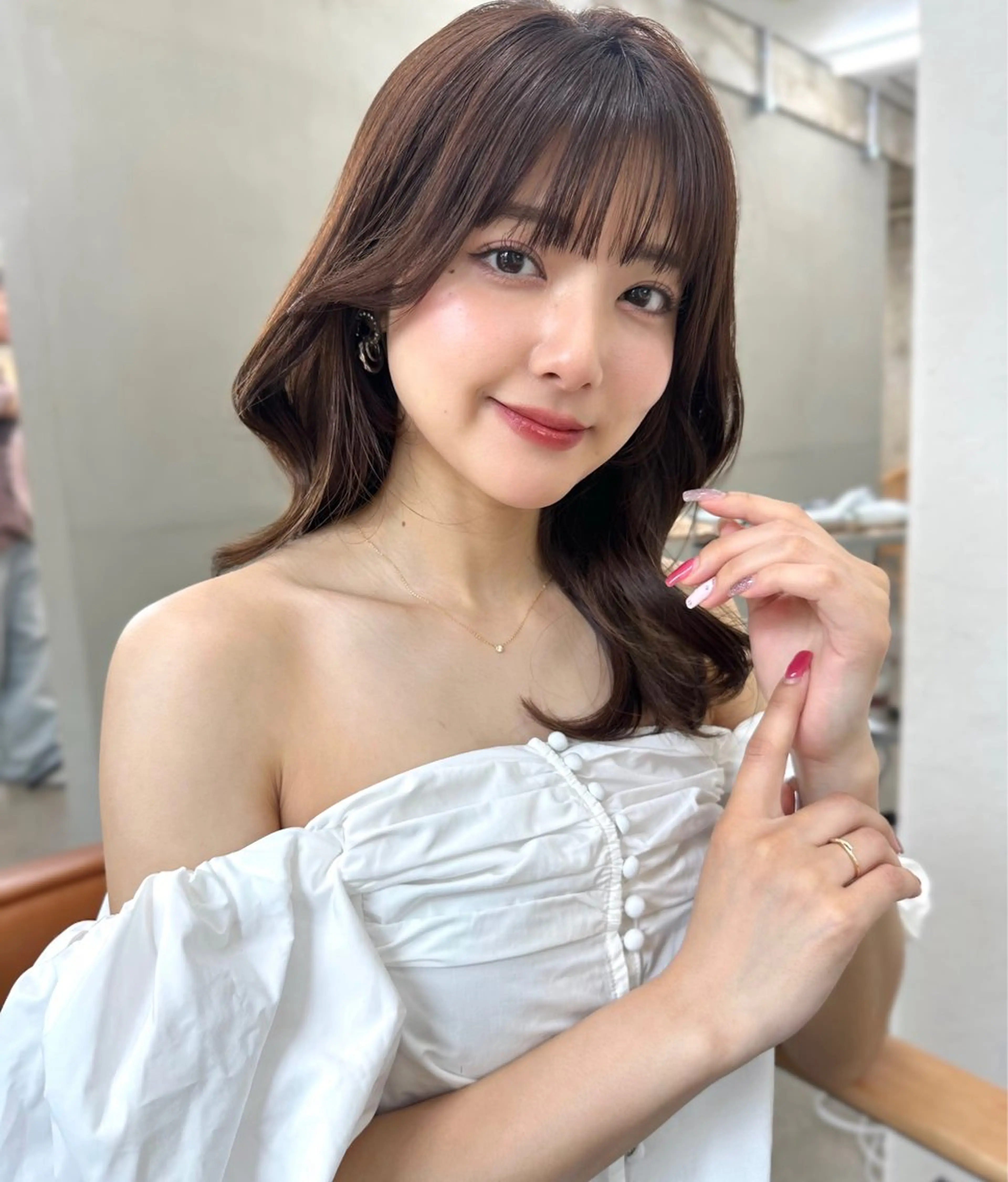 セミロング カラー グレージュ オリーブグレージュ オリーブグレー 盛れる顔周り /透明感/かりん🎀のヘアスタイル