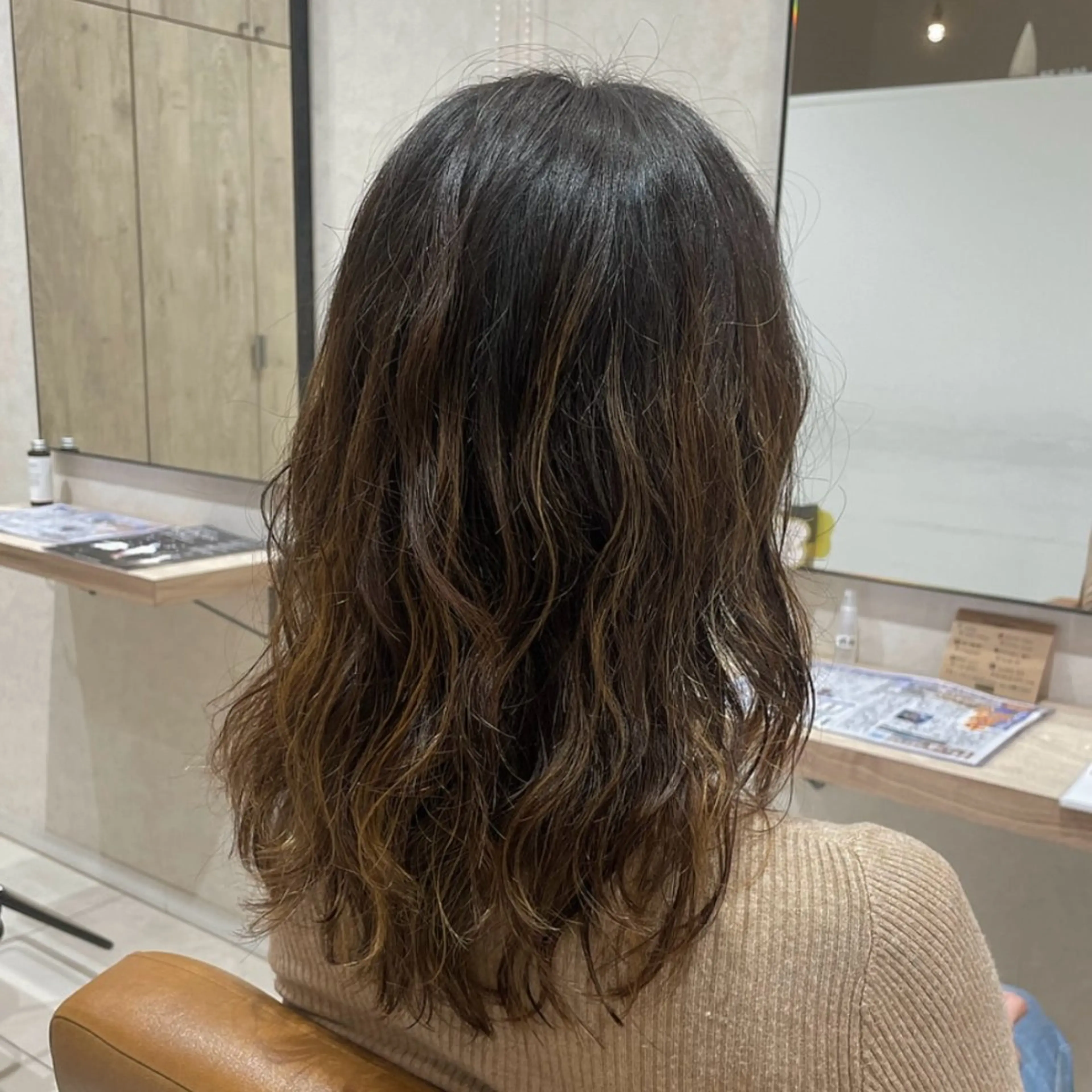 セミロング パーマ カット パーマ 海老名で韓国風 HANA🎀のヘアスタイル