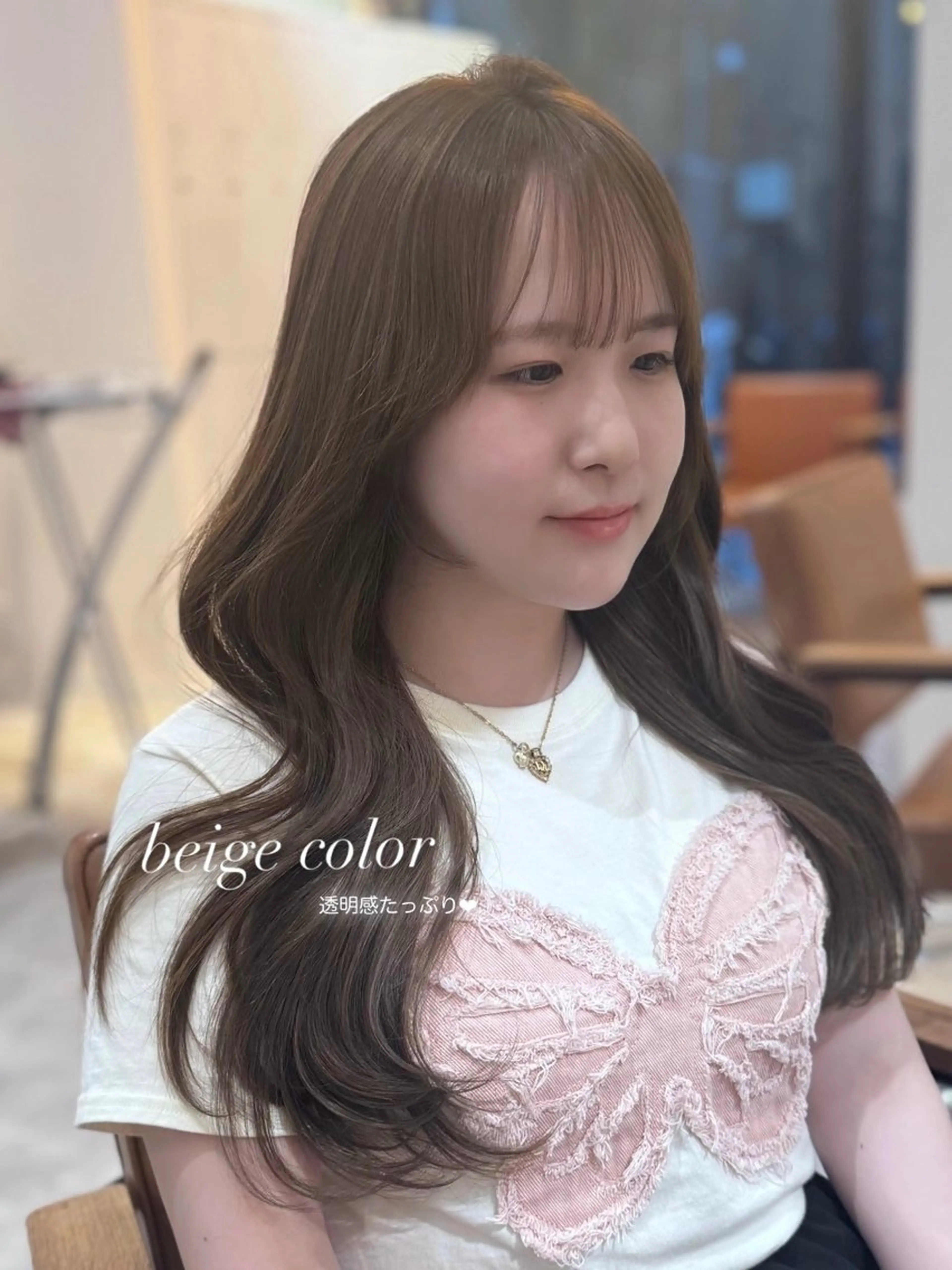 ロング カラー カット ヘアカラー トリートメント mareka/顔周り /透明感カラー🤍のヘアスタイル