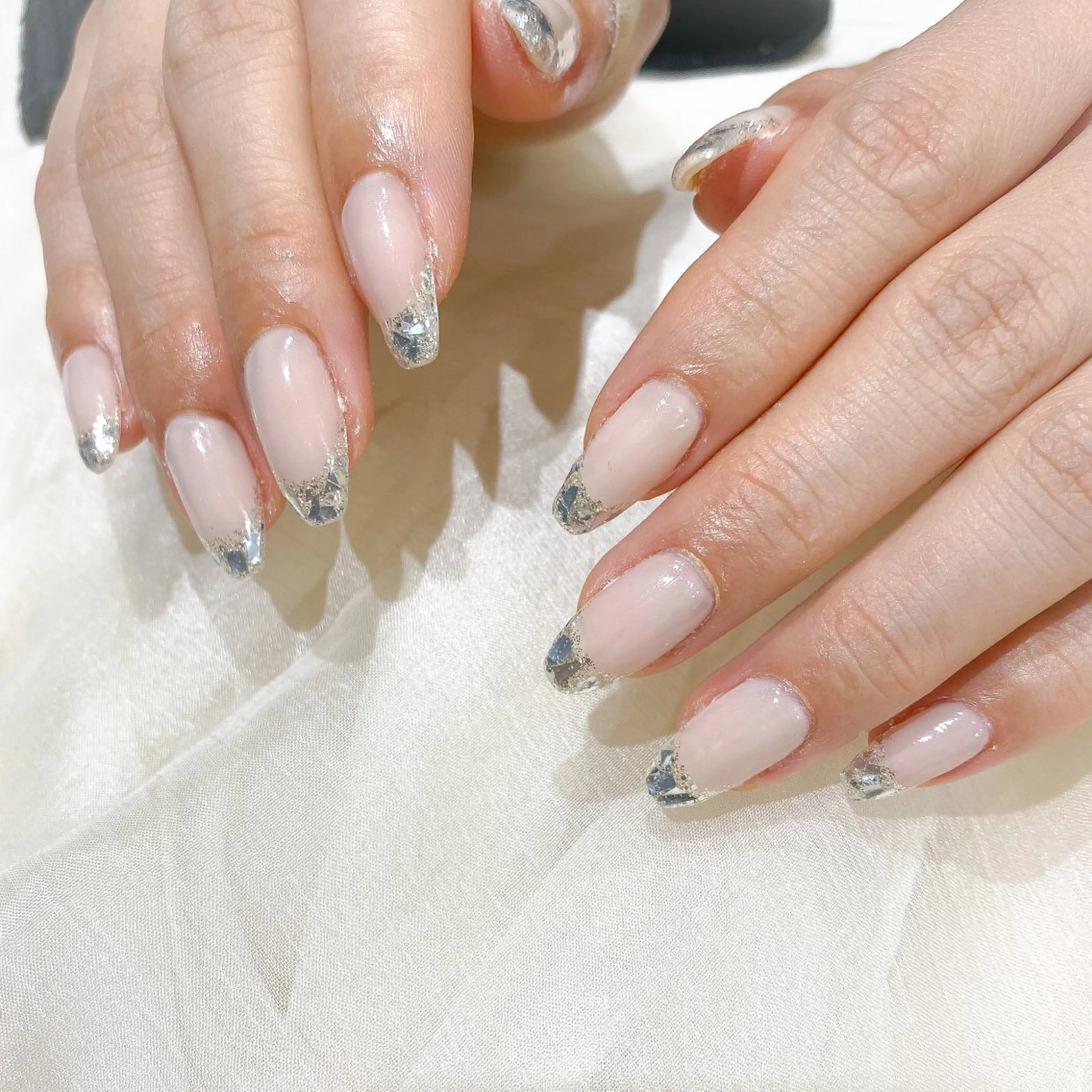 ネイル フレンチネイル ガラスフレンチ ネイル空間所属・muguet🎀 nailのネイルデザイン