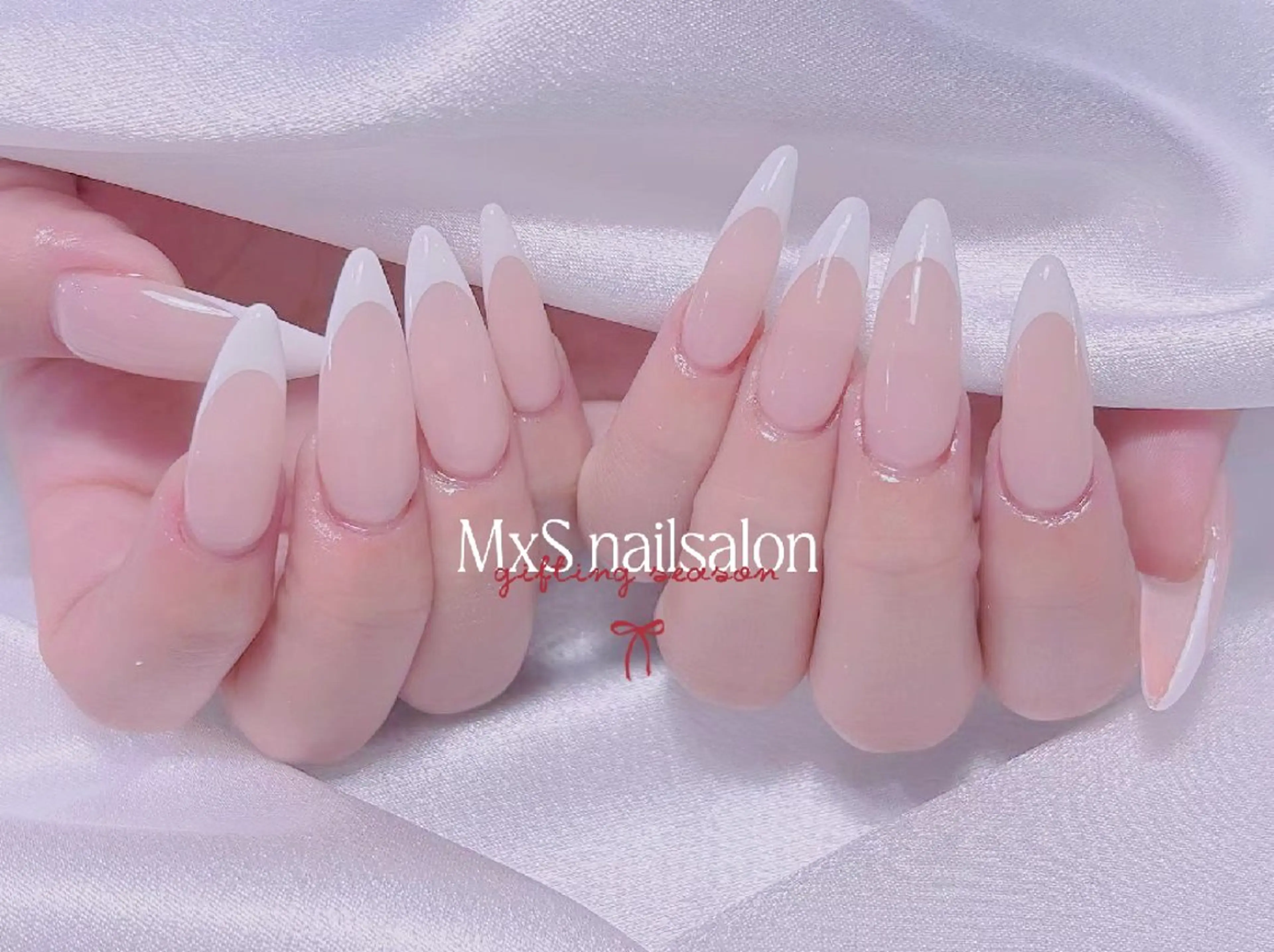 ネイル フレンチネイル ハンドネイル ハンドケア MxS Nail(長さだし/フィルイン/マグネット/韓国ネイル/ワンホンネイル/ワンカラー)所属・MxS リィリィのネイルデザイン