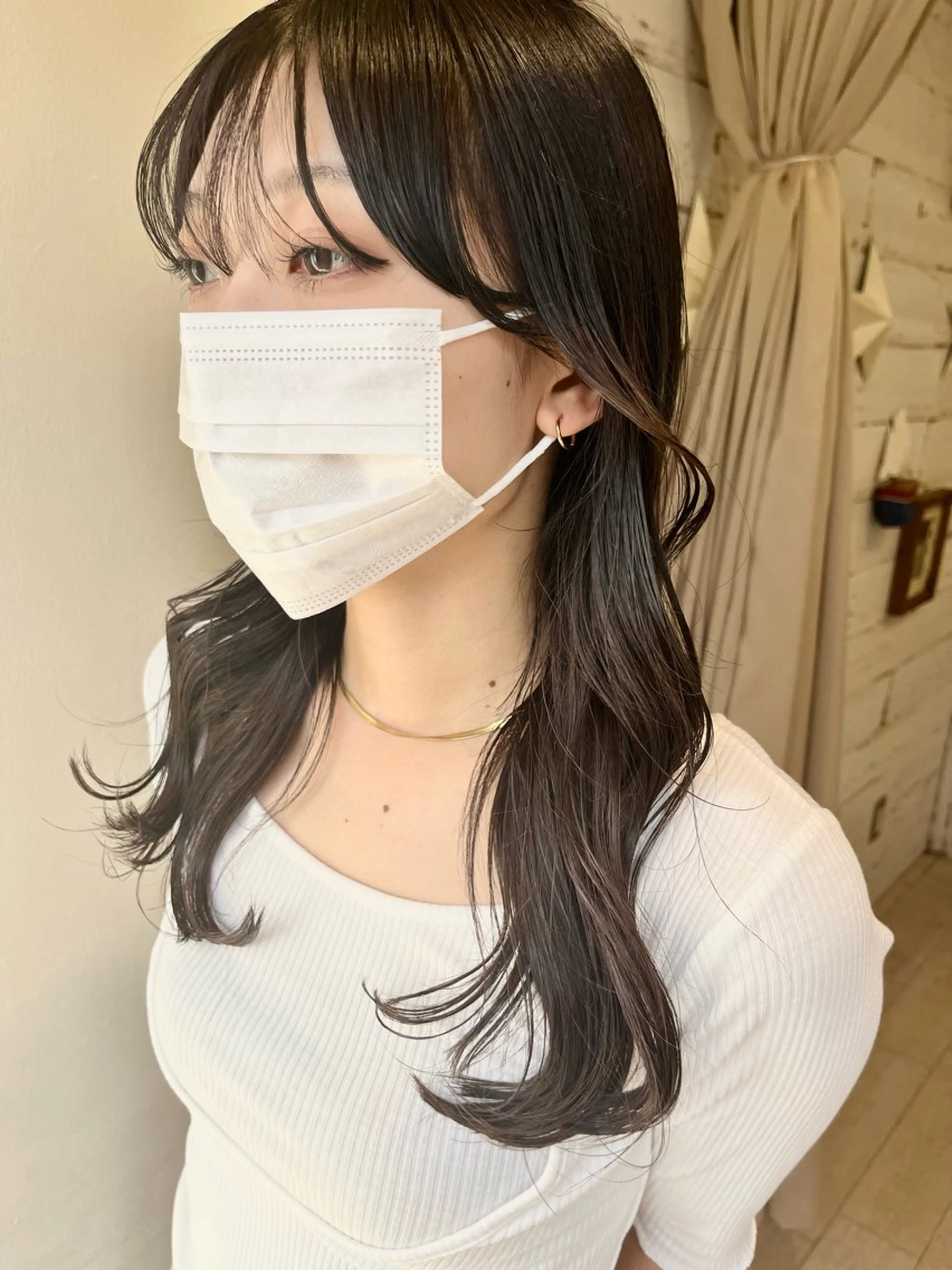 ロング 顔周りカット 韓国風ヘア 勝野 優佳のヘアスタイル