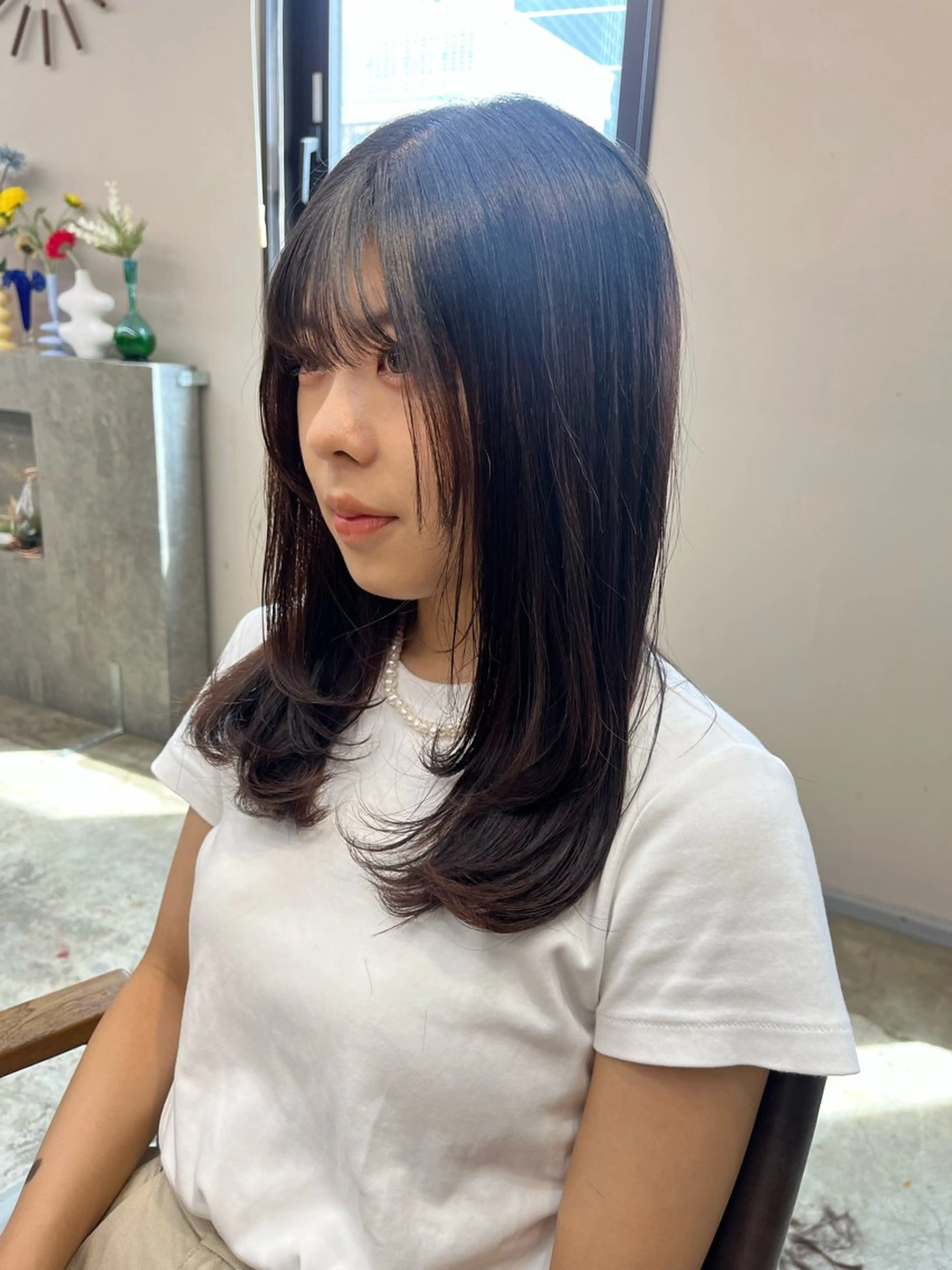 ミディアム カラー レイヤーカット カット ヘアカラー トリートメント 🩷ハイトーン透明感 レイヤー🩷ユリカのヘアスタイル