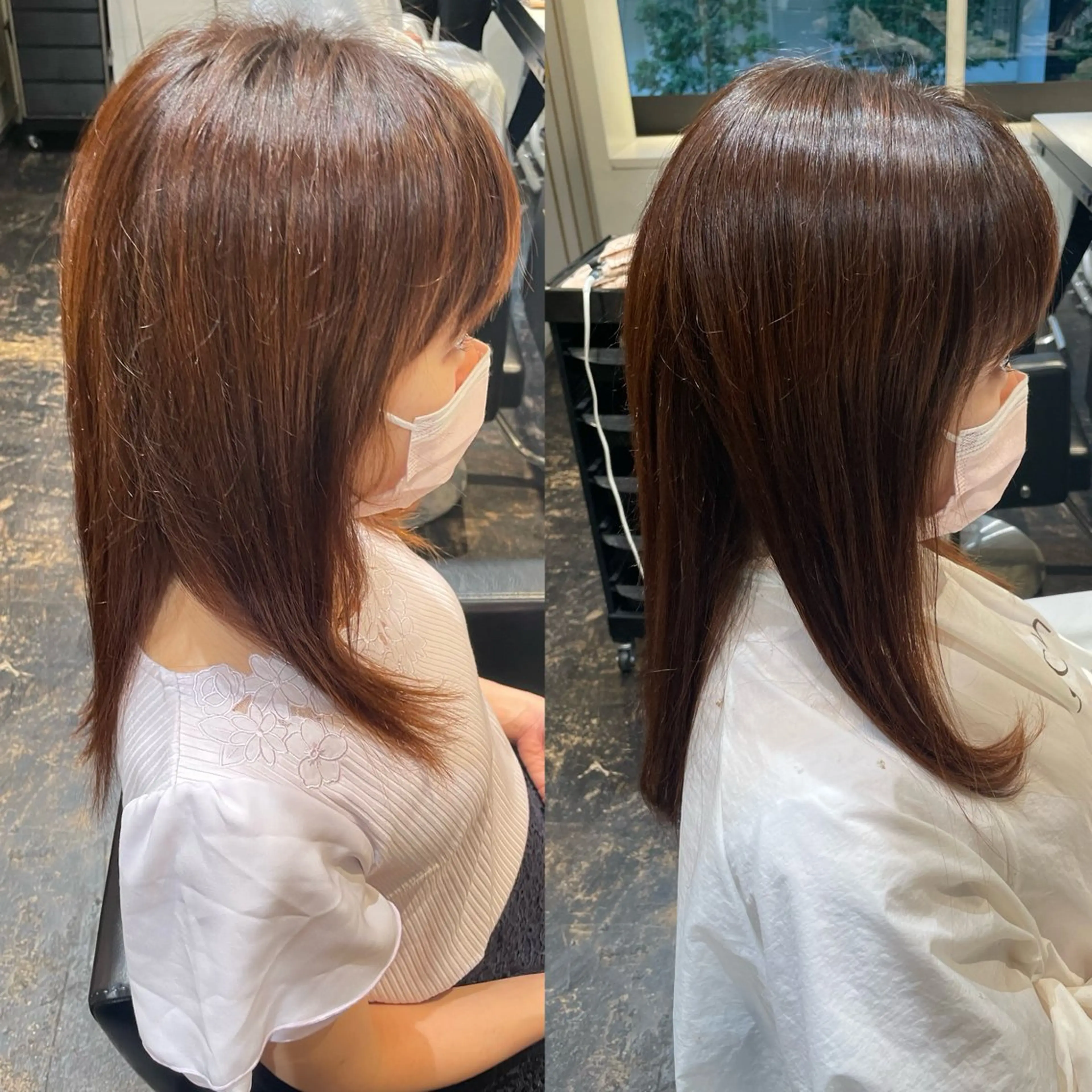 セミロング カラー 縮毛矯正専門店店長 佐々木動画モデル募集のヘアスタイル